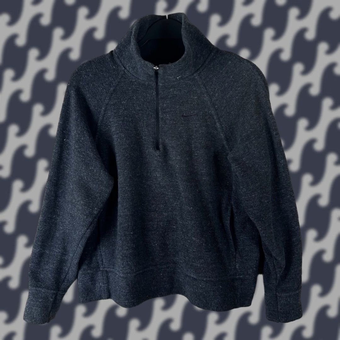 Nike Nike Womens Pullover Sweatshirt Quarter Zip Knit Raglan Sleeve Gray S Small Charcoal Athletic Ready-to-Wear Activewear Zipper Logo Body Gym & Training Size S / US 4 / IT 40 - 1 Thumbnail