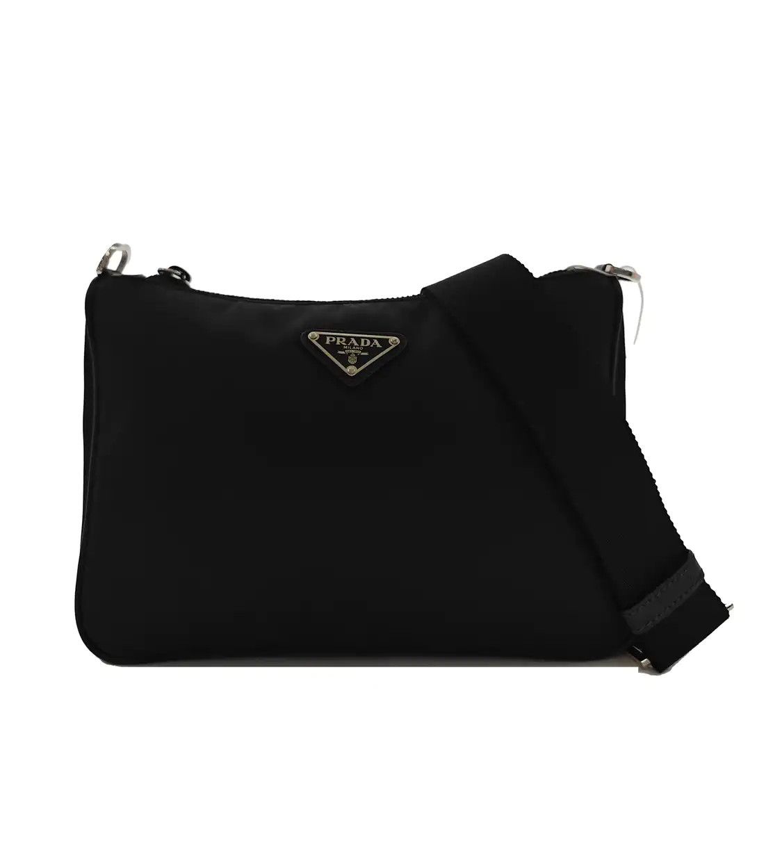 Prada PRADA black nylon logo crossbody bag shoulder bag silver hardware sub-pocket det Size ONE SIZE - 1 Thumbnail