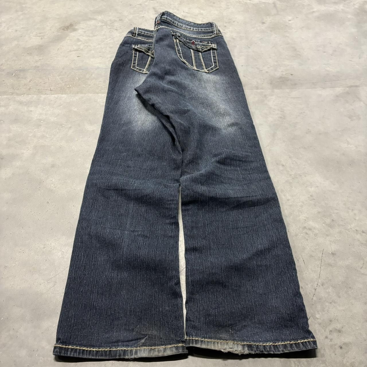 Japanese Brand × Vintage Crazy Vintage Y2K/2000s Grunge Faded Dark Wash Denim Jeans! Size US 30 / EU 46 - 4 Thumbnail