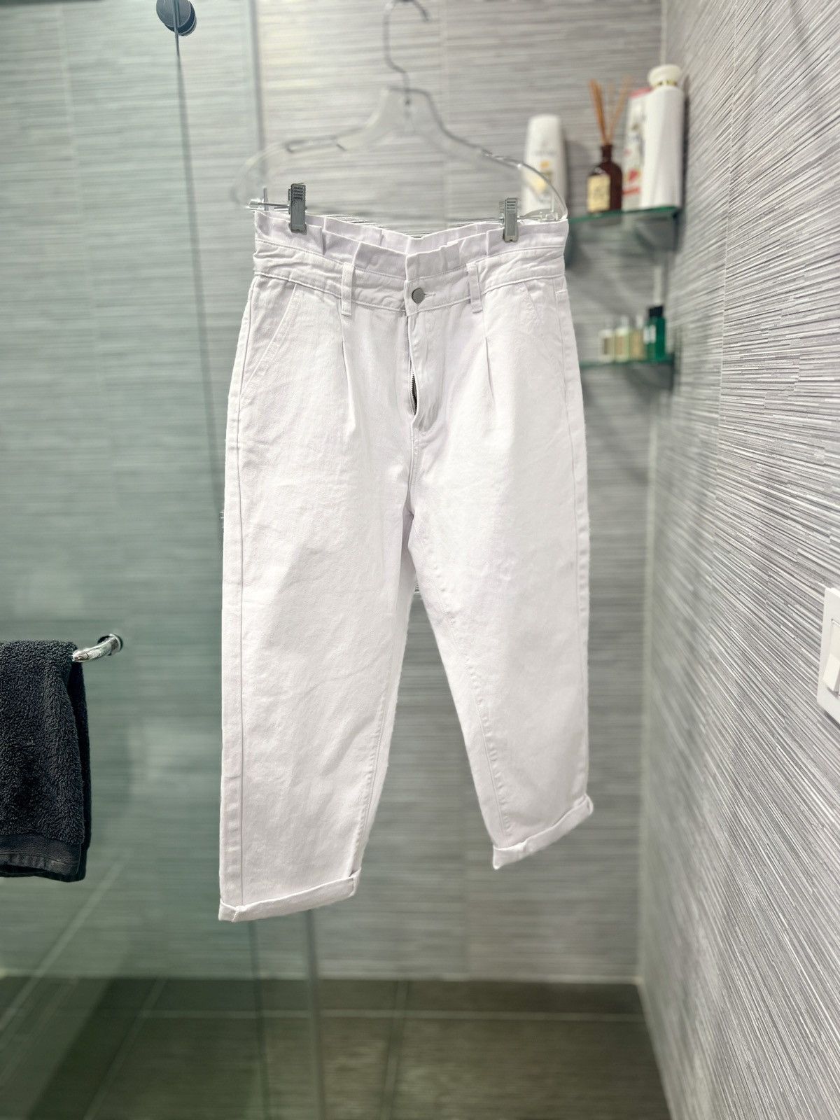 Shein SHEIN White Relaxed Fit Cuffed Pants Size L High Waist Size 32" / US 10 / IT 46 - 12 Thumbnail