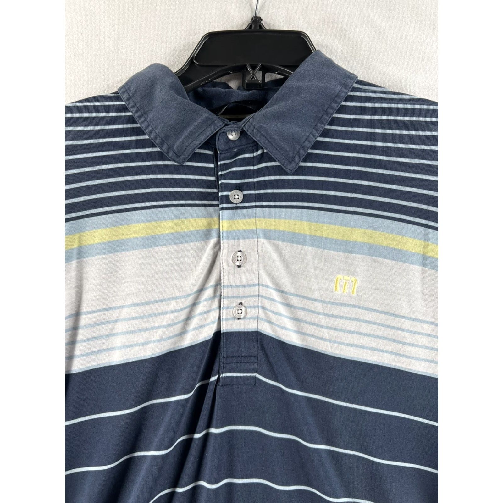 TravisMathew Travis Mathew Polo Shirt Mens Medium Blue Striped Short Sleeve Casual Shirt Polo Size US M / EU 48-50 / 2 - 2 Thumbnail