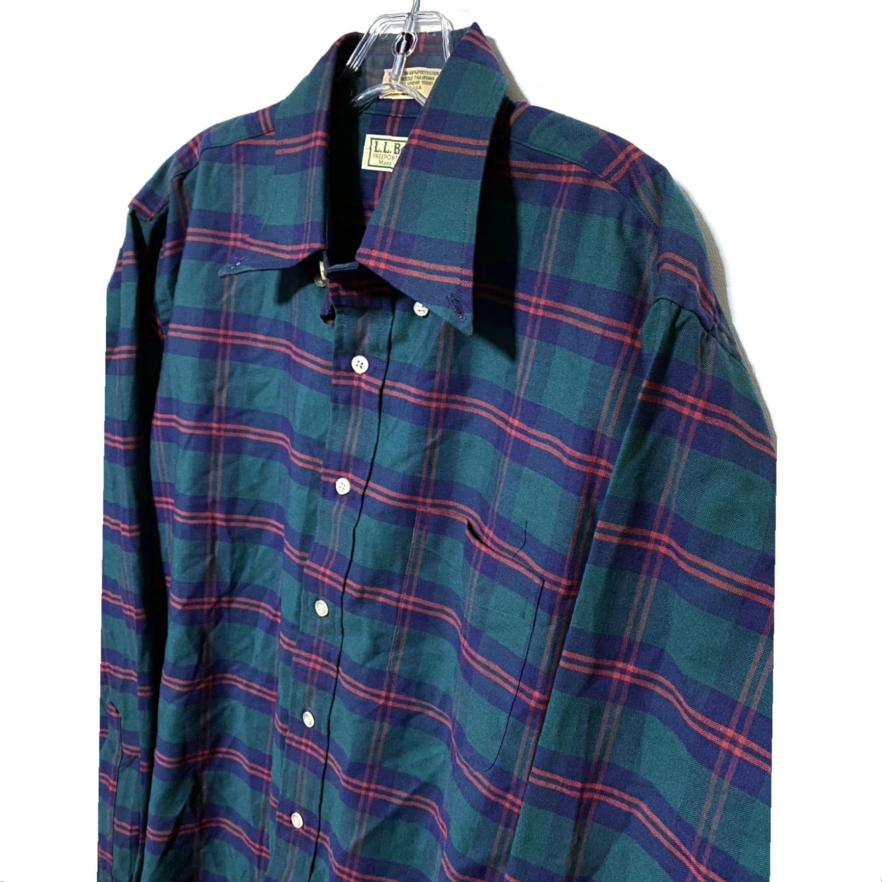 Vintage VINTAGE L.L.Bean Shirt Men Plaid Button-Up Freeport Maine 16.5 35 Cotton Green Classic Barn Size US XL / EU 56 / 4 - 3 Thumbnail