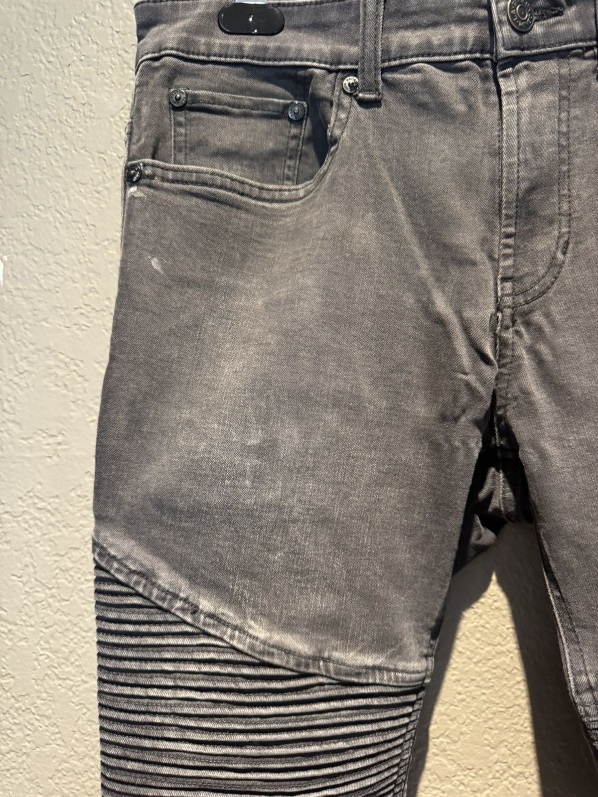 Pacsun Faded Black Stretchy Pacsun Ribbed Biker Denim Skinny Jeans Size US 30 / EU 46 - 3 Thumbnail