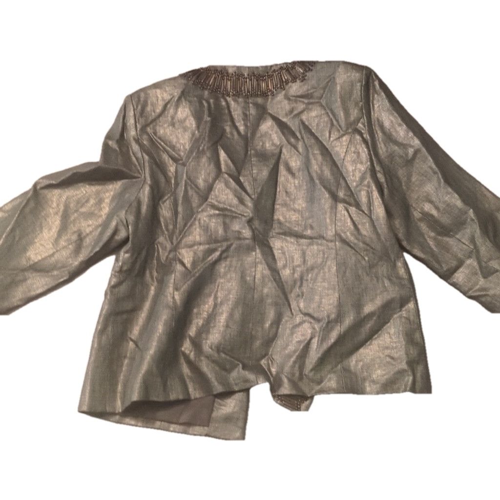 Chicos Chicos linen foil embellished 3/4 sleeve open jacket size 3 Size XL / US 12-14 / IT 48-50 - 6 Thumbnail