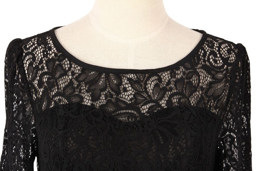 Other Round neck short sleeves black lace women dress Size M / US 6-8 / IT 42-44 - 2 Thumbnail