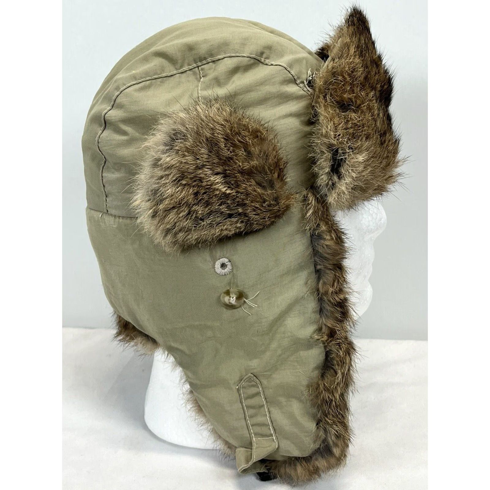 Perry Ellis Perry Ellis Hat Trapper Real Rabbit Fur GUC Sz M Men Tan Size ONE SIZE - 4 Thumbnail