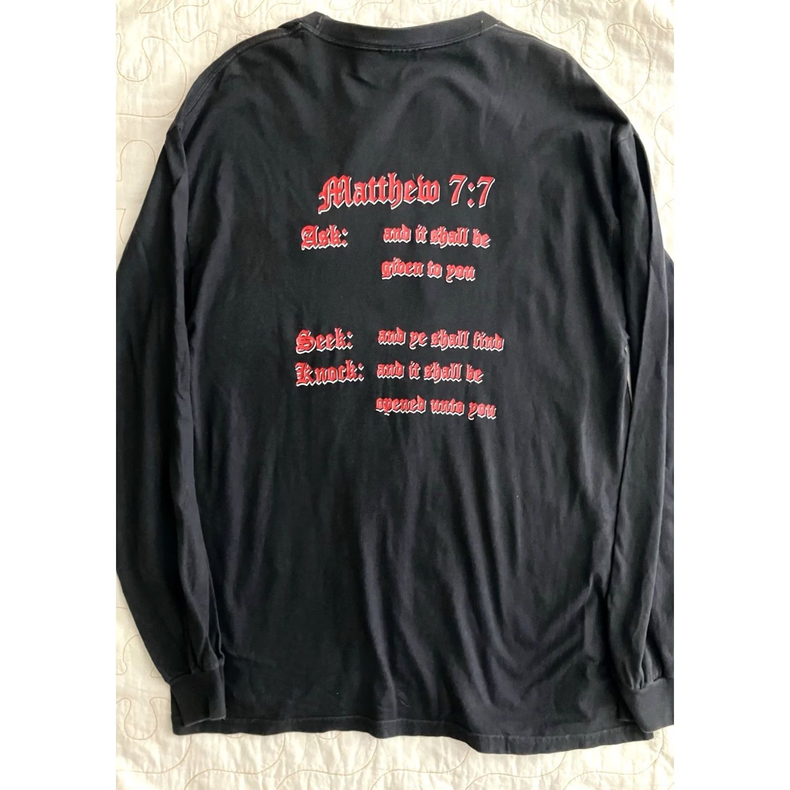 Hanes VINTAGE GAME GOD Answers Me Everywhere Hanes Beefy T Shirt Long Sleeve L Black Mens Size US L / EU 52-54 / 3 - 6 Thumbnail