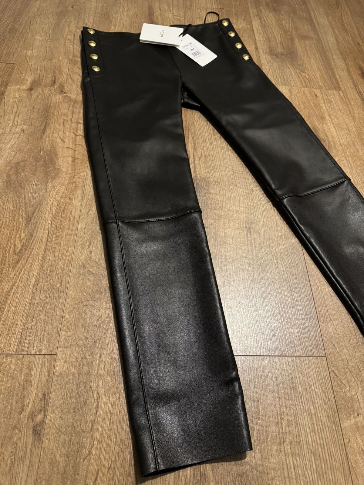 Celine Celine black leather pants, 8 Triomphe gold buttons, size M Size 27" / US 4 / IT 40 - 6 Thumbnail