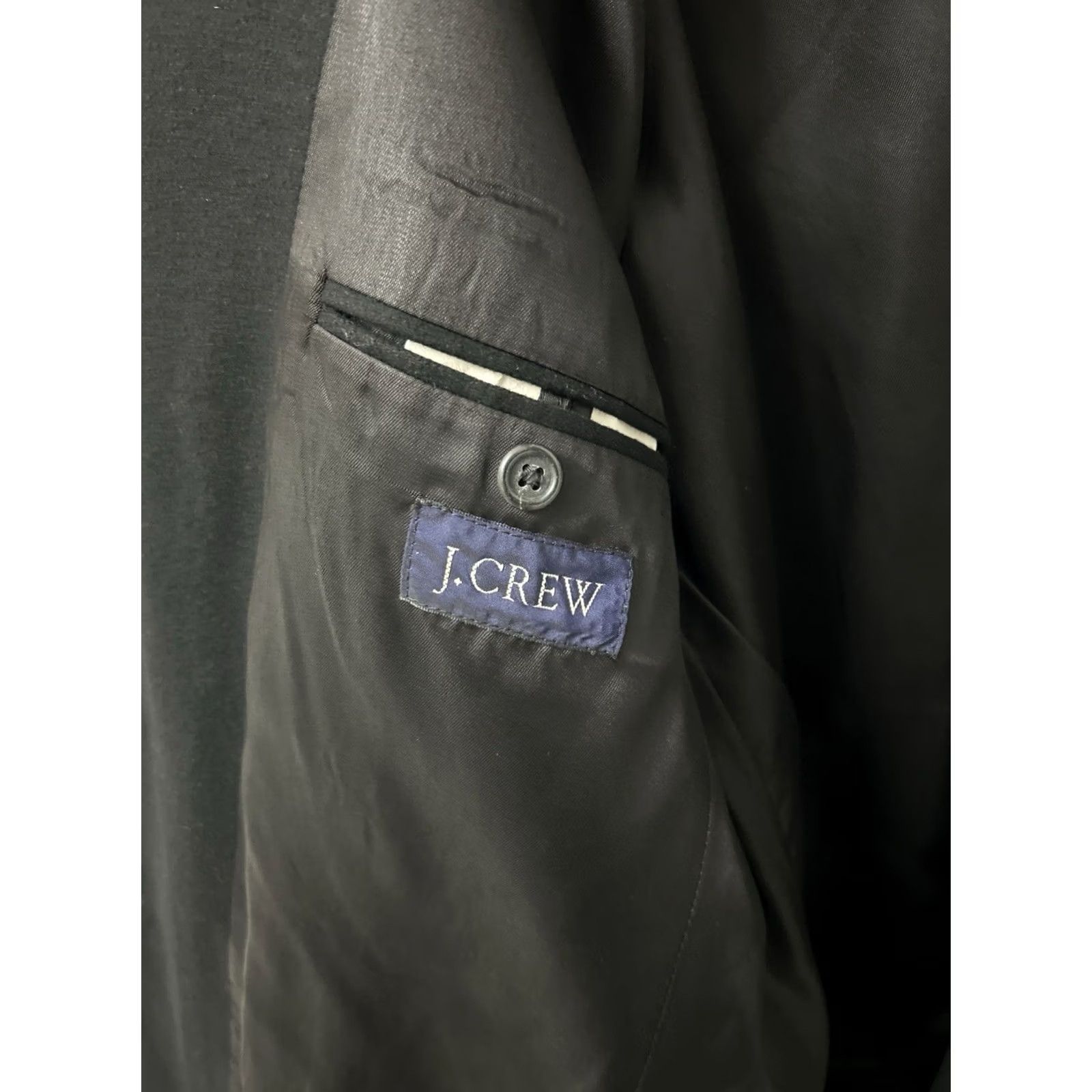 J.Crew VINTAGE J. Crew Blazer Mens 42L Black Wool Blend 3-Button Notch Lapel Single-Breasted Tuxedo Jacket USA Size 42R - 7 Thumbnail