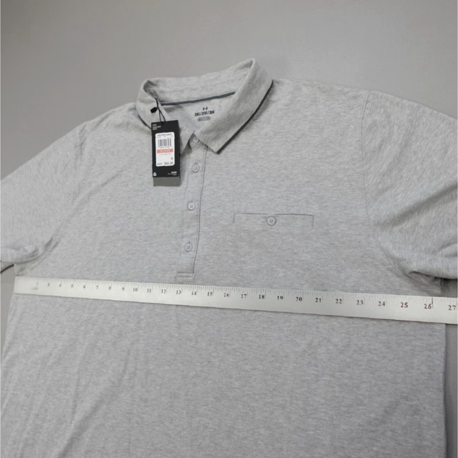 Under Armour Under Armour Polo Cotton Blend 3XL Men Gray Breathable Vanish Luxe Short Sleeve Collared Golf Activewear Logo Embroidered Shirt Size US XXL / EU 58 / 5 - 6 Thumbnail