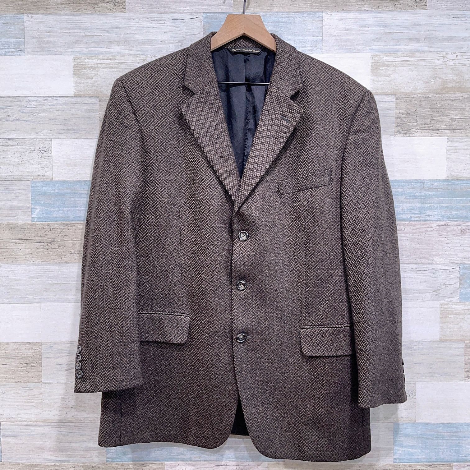 Jack Victor Jack Victor Wool Luxe Tweed Sport Coat Jacket Taupe Brown 42 Size 42R - 1 Thumbnail