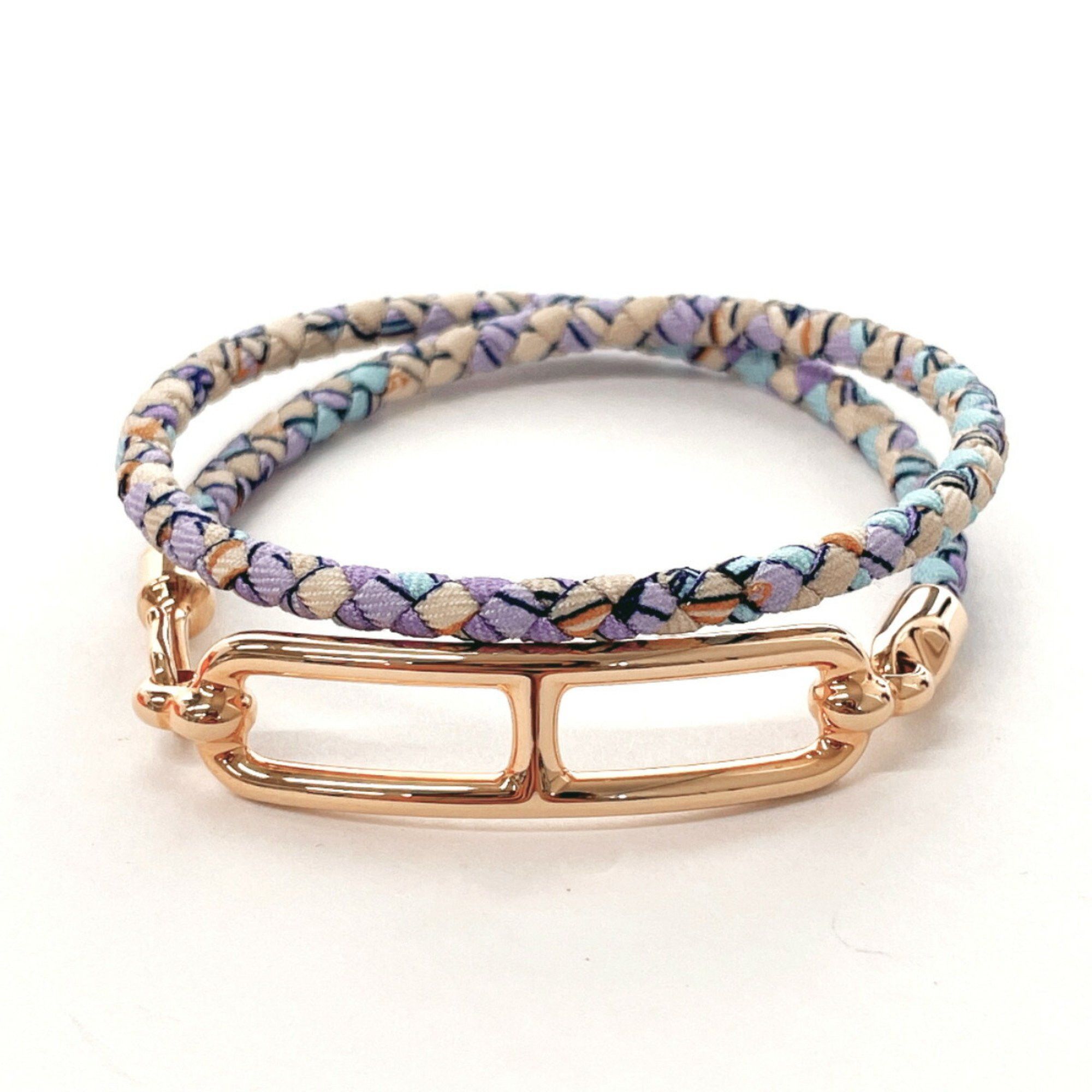 image of Hermes Luli Double Tour New Bracelet Silk Gp Hermes Ladies Multicolor in Gold, Women's
