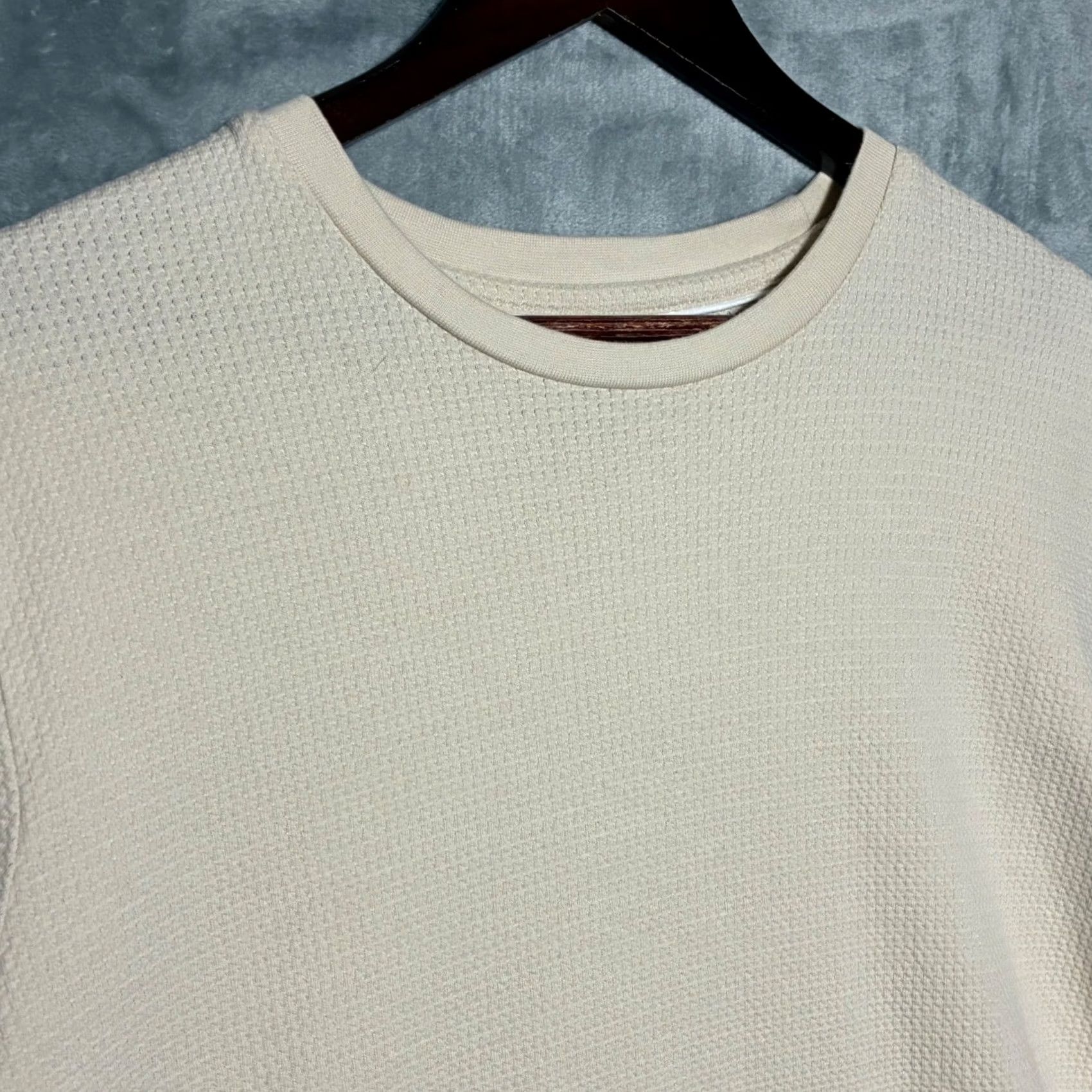 Vintage Hickey Freeman T-Shirt Mens Large Beige Textured Waffle Crew Neck Short Sleeve Cotton Regular Fit Decade? N/A Size US L / EU 52-54 / 3 - 3 Thumbnail