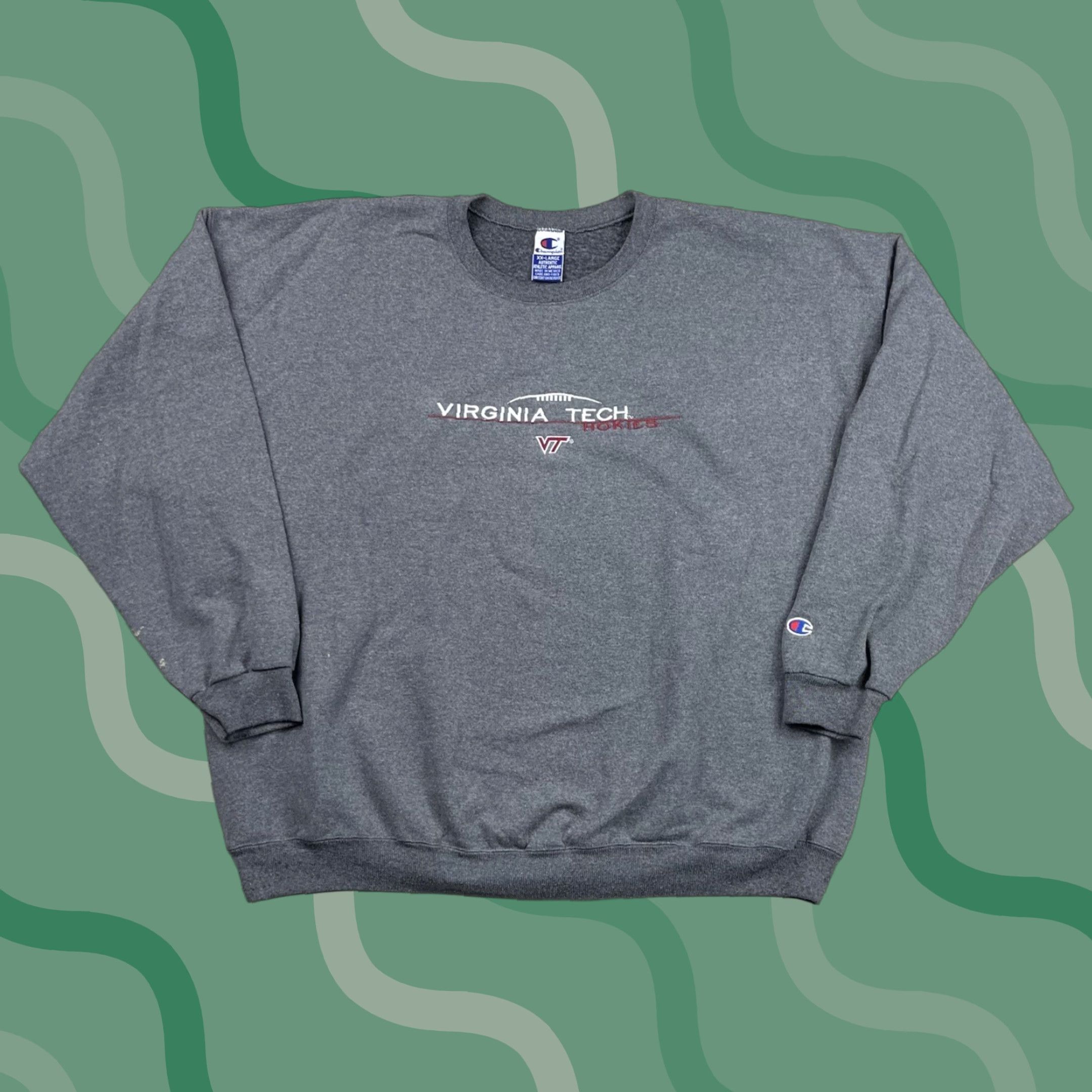 Champion VINTAGE Champion Virginia Tech Sweatshirt Crewneck Sweatshirt Gray XXL Men Football NCAA 90s Pullover Embroidered Mens Size US XXL / EU 58 / 5 - 1 Thumbnail