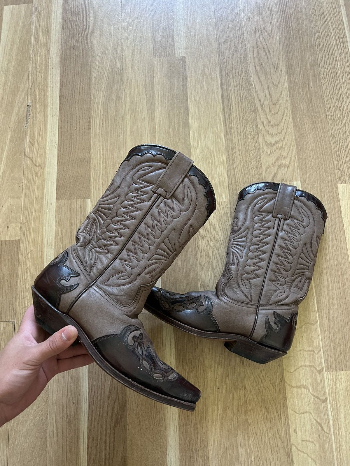 Vintage Vintage cowboy western leather boots sancho style 90 brown Size US 6.5 / IT 36.5 - 1 Thumbnail