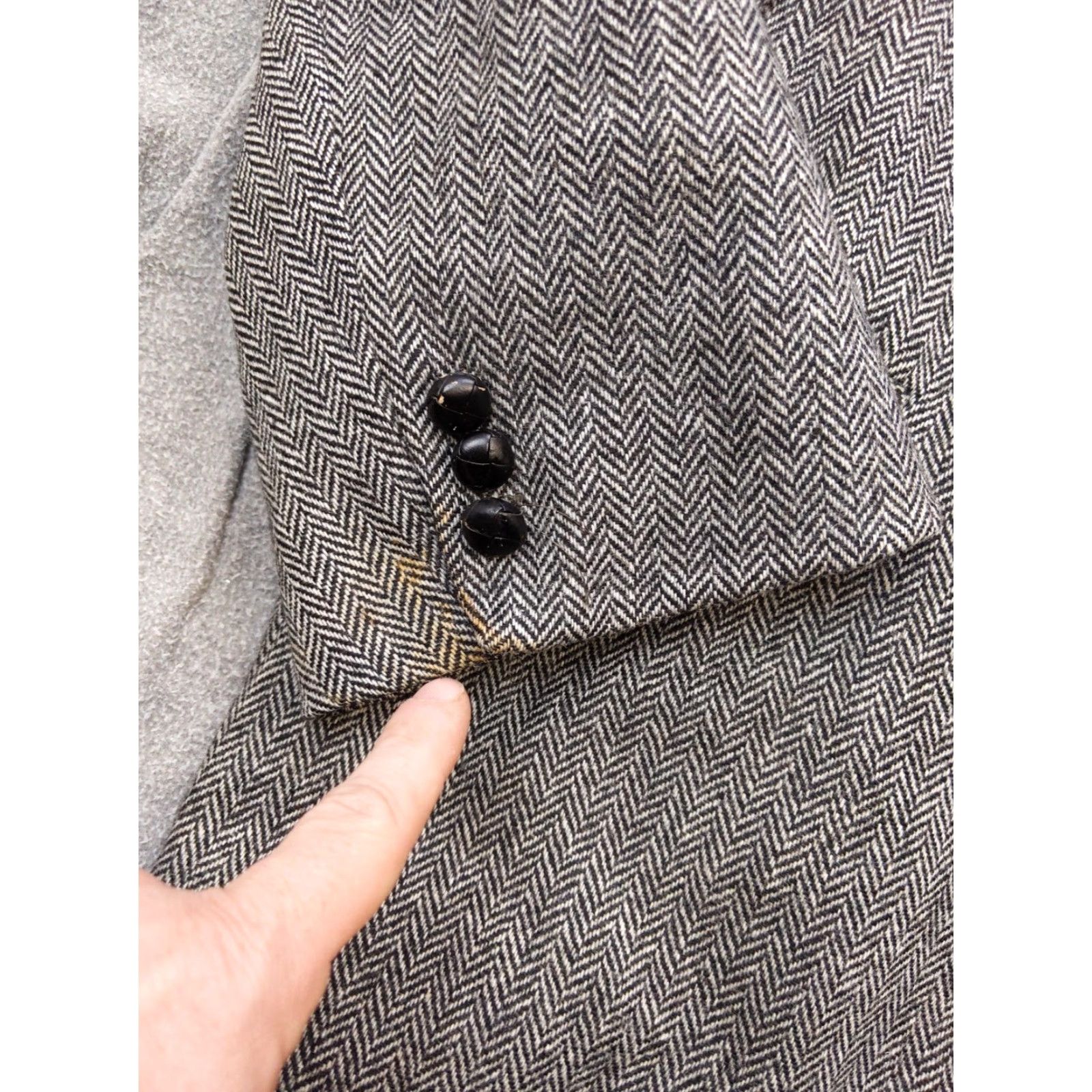 Vintage Rugers Blazer Mens 50 Long Gray Wool Herringbone Tweed Sport Coat Jacket USA Size 50R - 2 Thumbnail