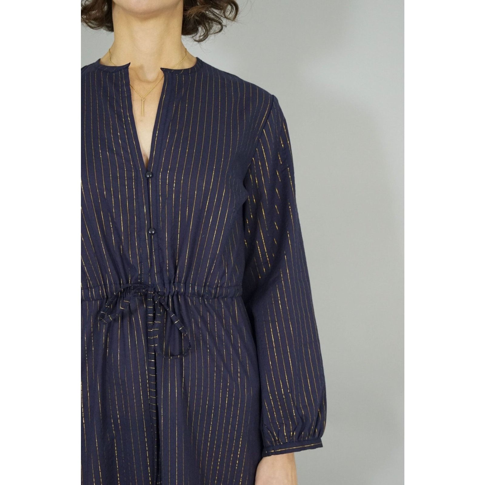 Emerson Fry India Collection Emerson Fry Frances Navy Cotton Dress XS Size XS / US 0-2 / IT 36-38 - 3 Thumbnail