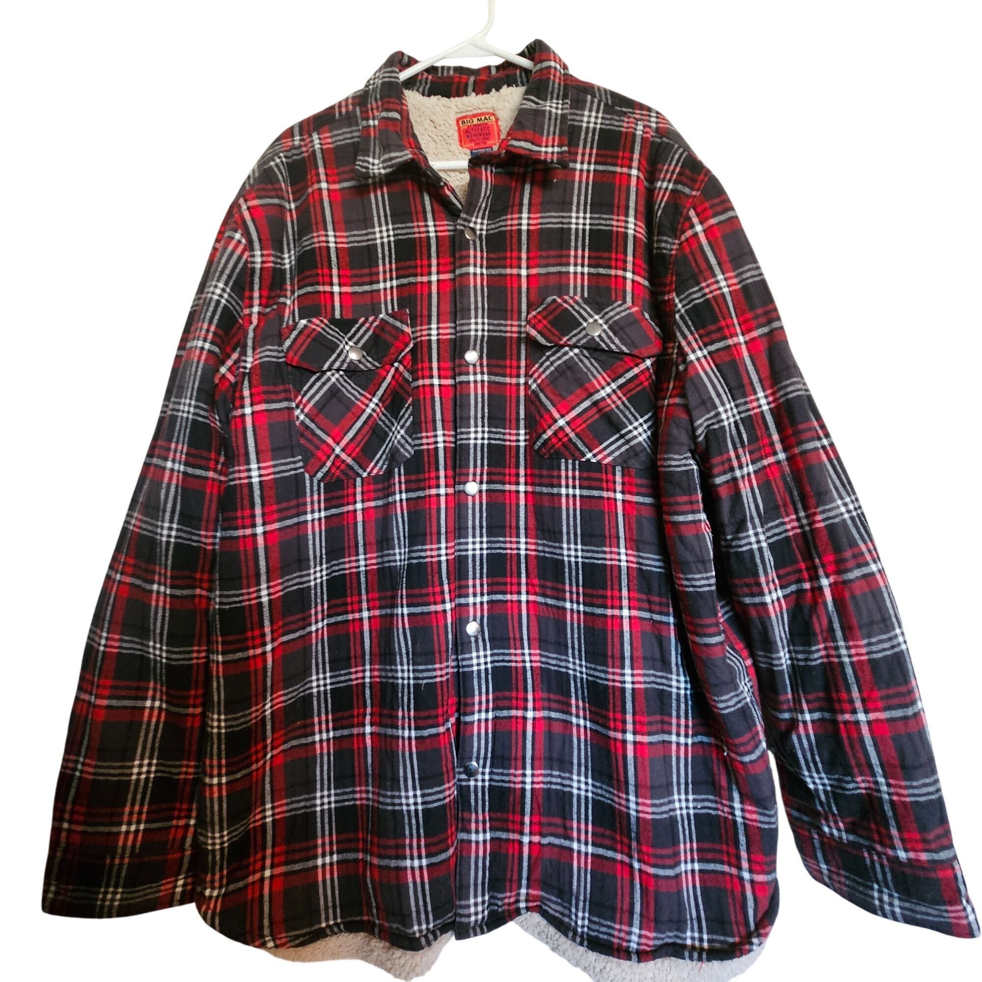 Big Mac Big Mac Men Sherpa-Lined 2XLT Flannel Jacket Red/Black VTG A Size US XXL / EU 58 / 5 - 2 Thumbnail