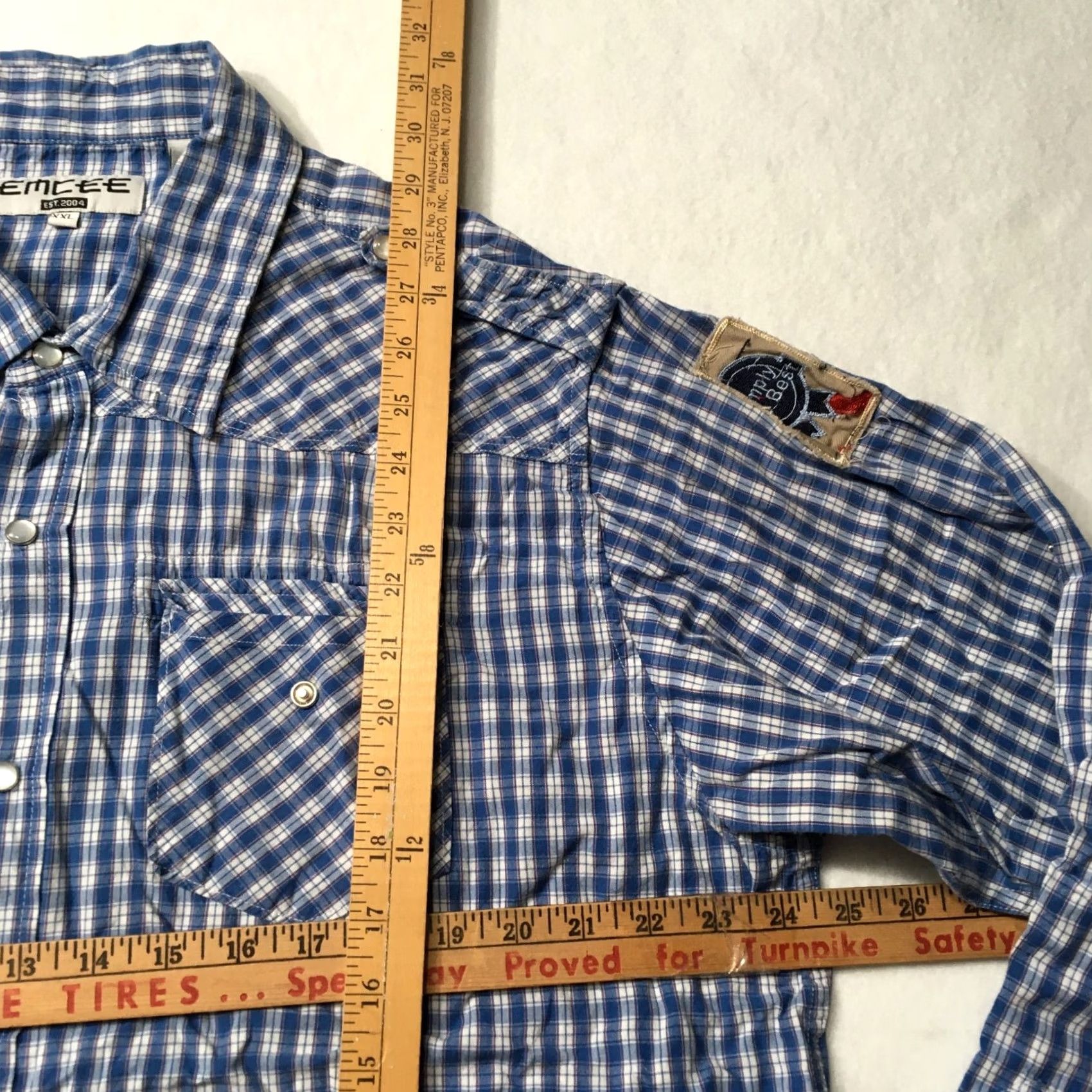 Vintage emcee Shirt Mens 2XL Blue Western Pearl Snap finals Patches the best Cowboy Outdoor Western Shirt Mens 2XL Blue emcee Size US XXL / EU 58 / 5 - 6 Thumbnail