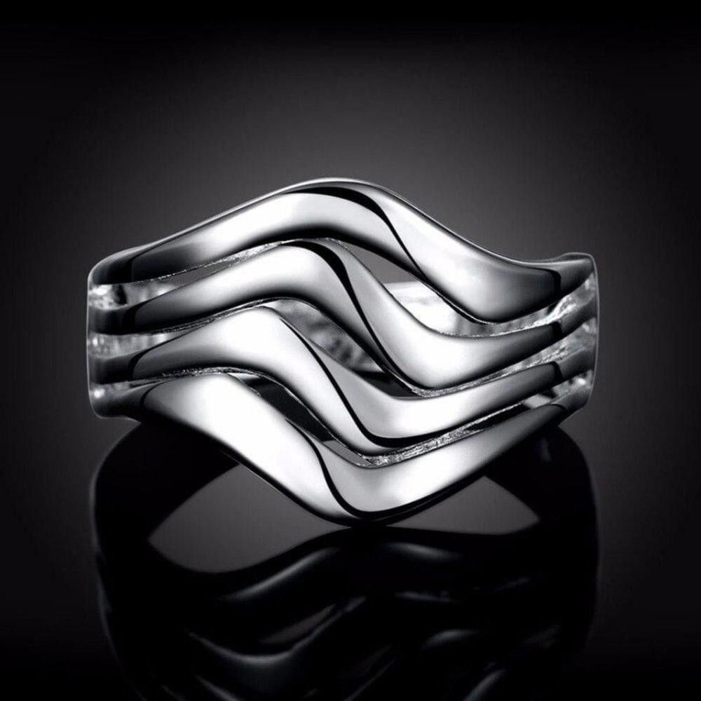 Designer 925 Silver Smooth Wave Geometric Ring - Size 7 Size ONE SIZE - 5 Thumbnail