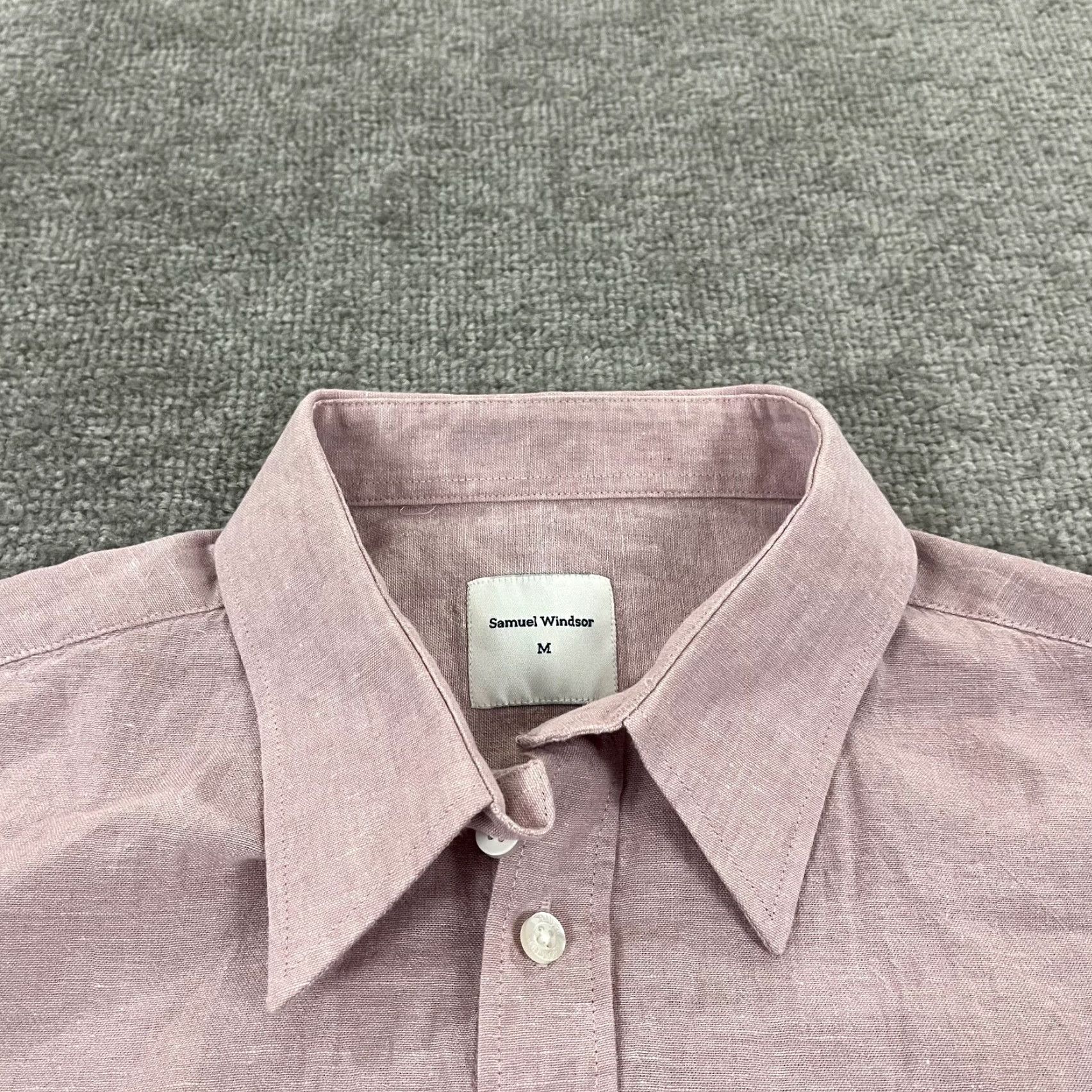 Vintage Samuel Windsor Shirt Mens Medium Pale Pink Linen Blend Button Up Casual Preppy Size US M / EU 48-50 / 2 - 2 Thumbnail