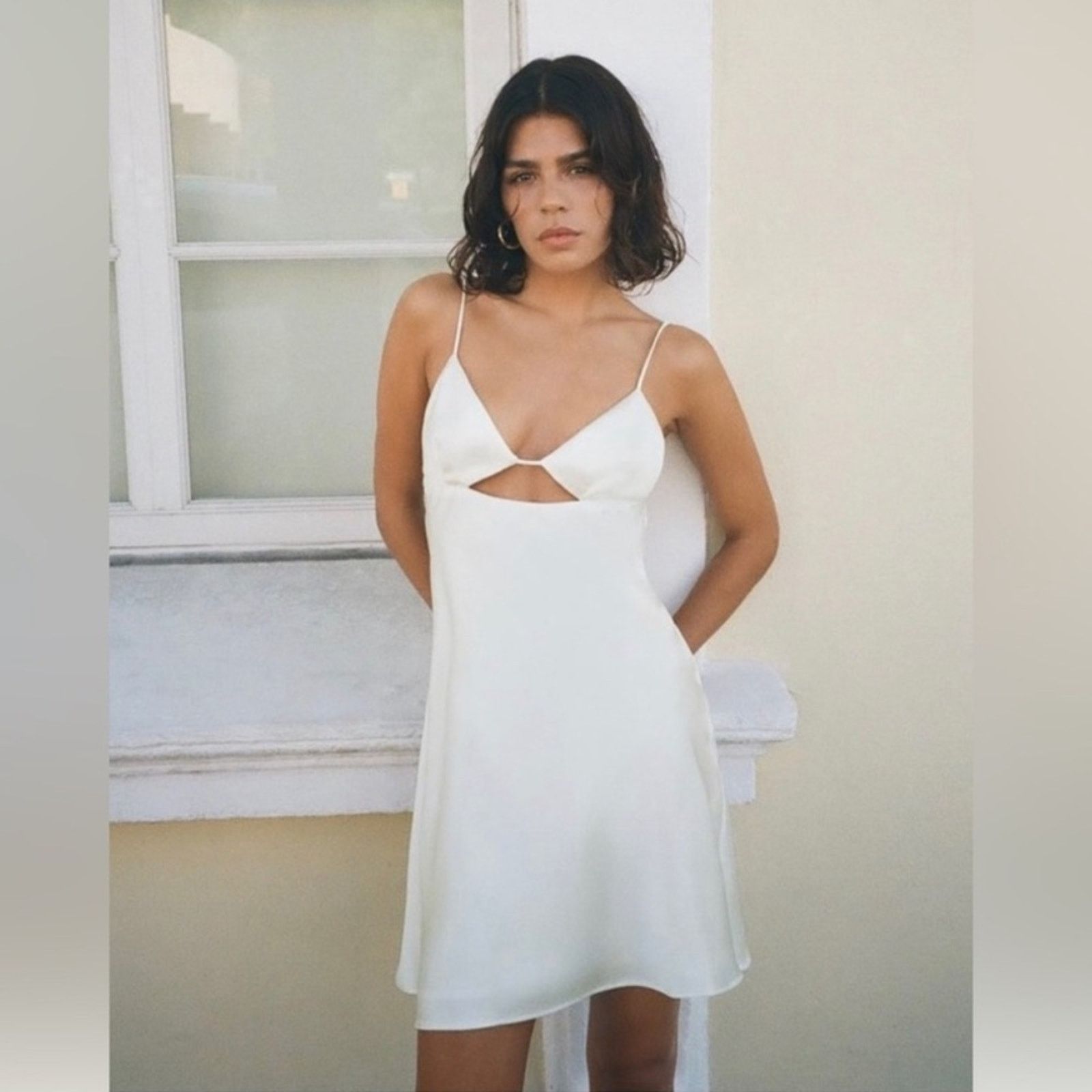 zara white mini dress Zara Off The Shoulder Sweater Mini Dress main image 1