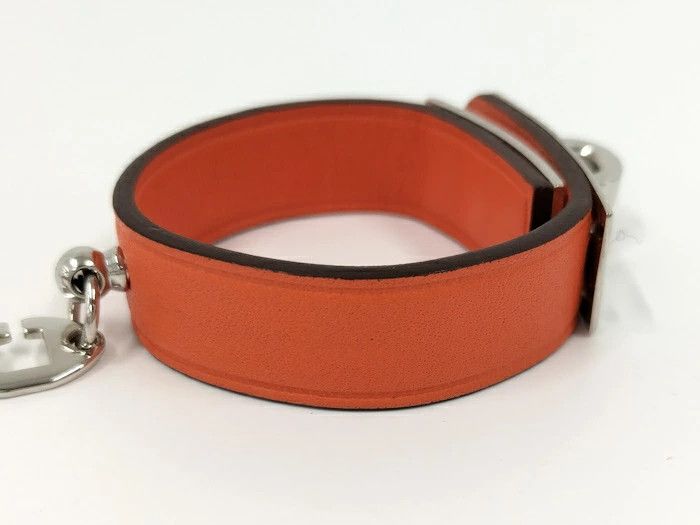 Hermes Hermes Bag Charm Kelly Glove Holder Orange Leather Palladium Size ONE SIZE - 4 Thumbnail