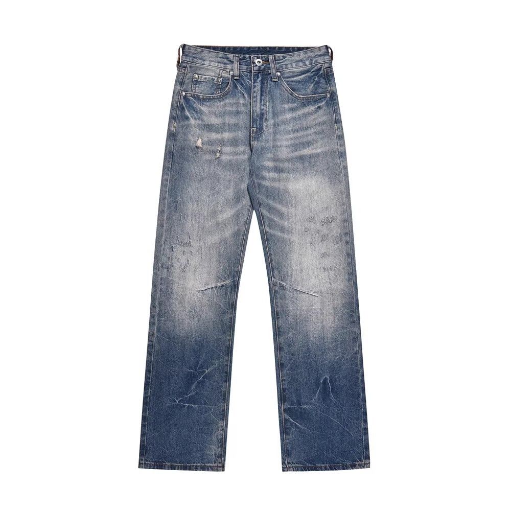 Japanese Brand × Jean Washed loose distressed casual straight-leg ripped jeans Size US 32 / EU 48 - 1 Thumbnail
