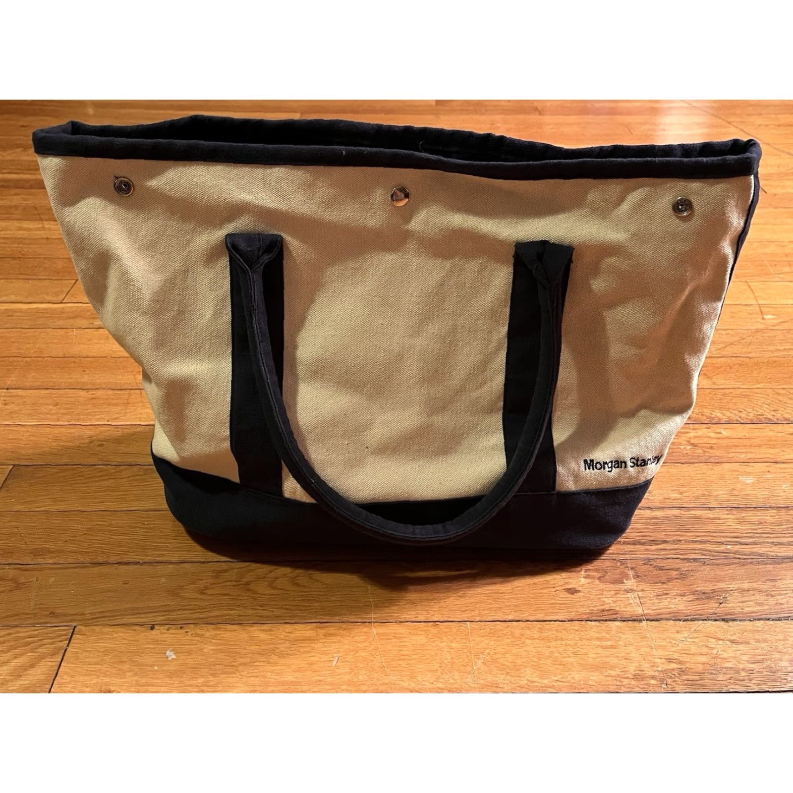 Vintage Scarborough & Tweed Morgan Stanley Canvas Tote Bag Tote Unisex Adults Medium White USA Vintage Size ONE SIZE - 2 Thumbnail