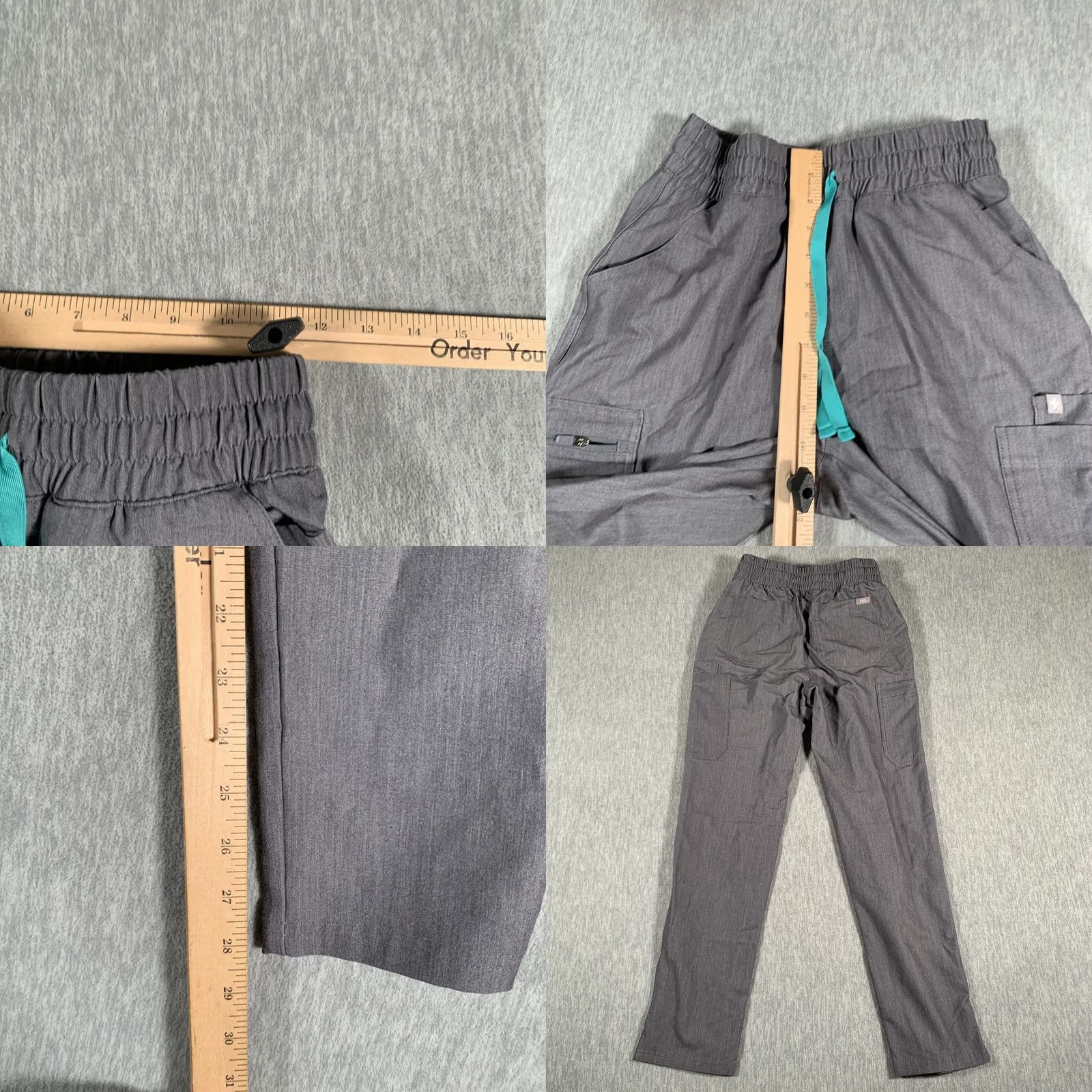 Vintage FIGS Scrub Pants Womens XS Gray Technical Collection Drawstring Cargo Pockets Size 26" / US 2 / IT 38 - 8 Thumbnail