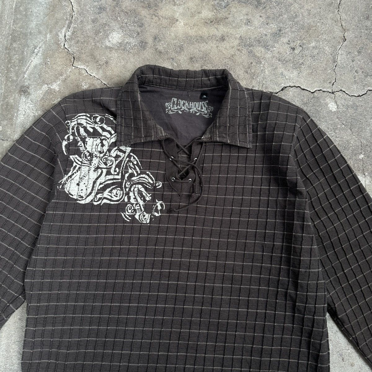 Japanese Brand × Vintage Vintage Clockhouse Waffle Texture Brown Long Sleeve Size US XL / EU 56 / 4 - 6 Thumbnail