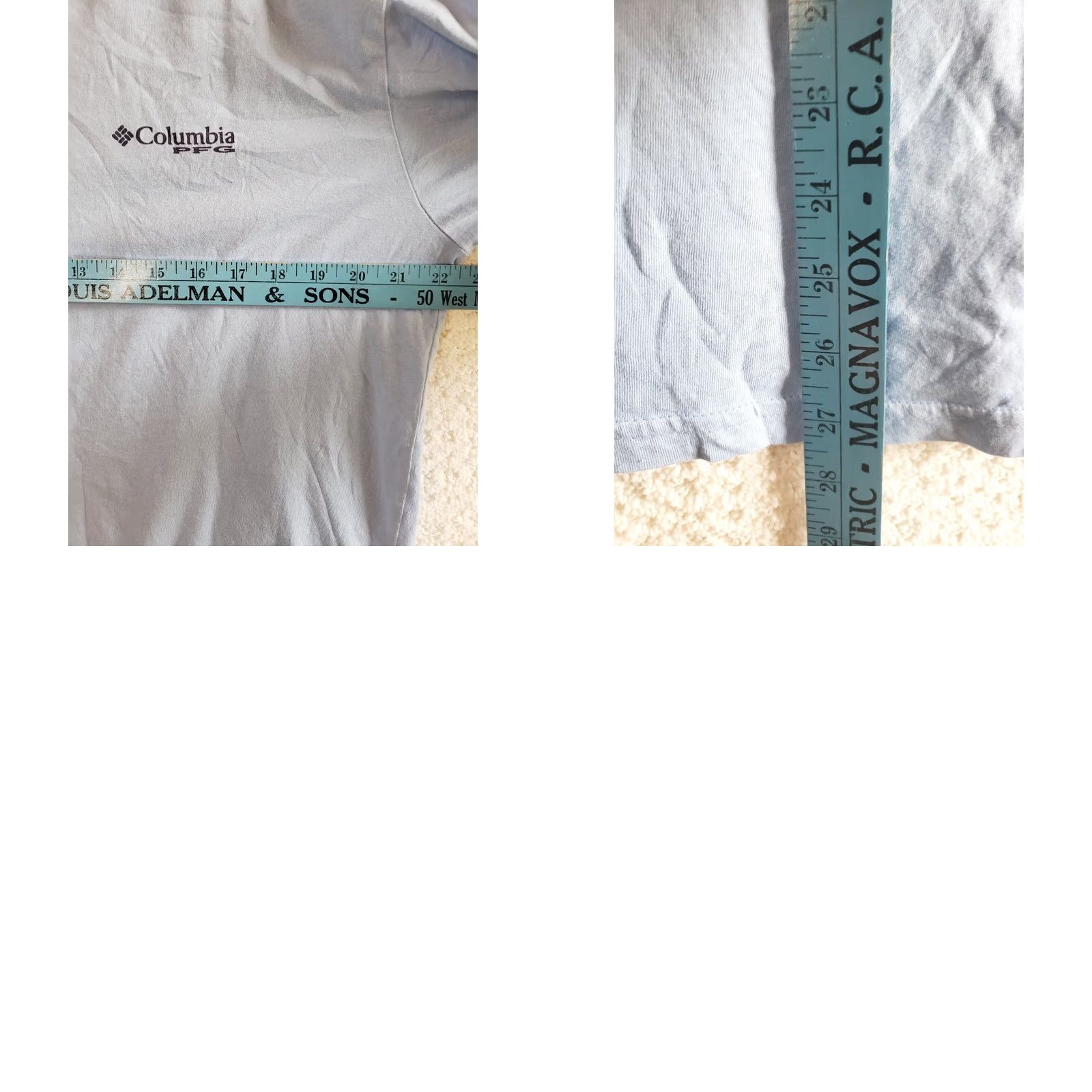 Vintage Columbia PFG Men's L Tee Shirt Blue Logo USA Sailfish Sport Fishing Navy White Green Yellow Fisherman Size US L / EU 52-54 / 3 - 8 Thumbnail