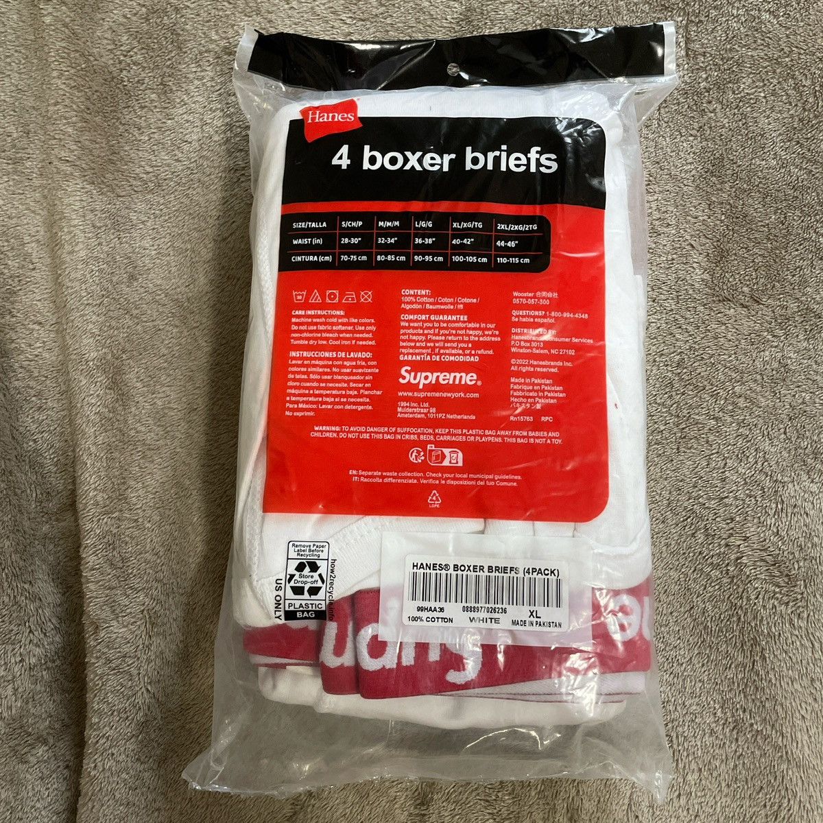 Supreme Supreme®/Hanes® Boxer Briefs (4 Pack) Size 42 - 2 Thumbnail
