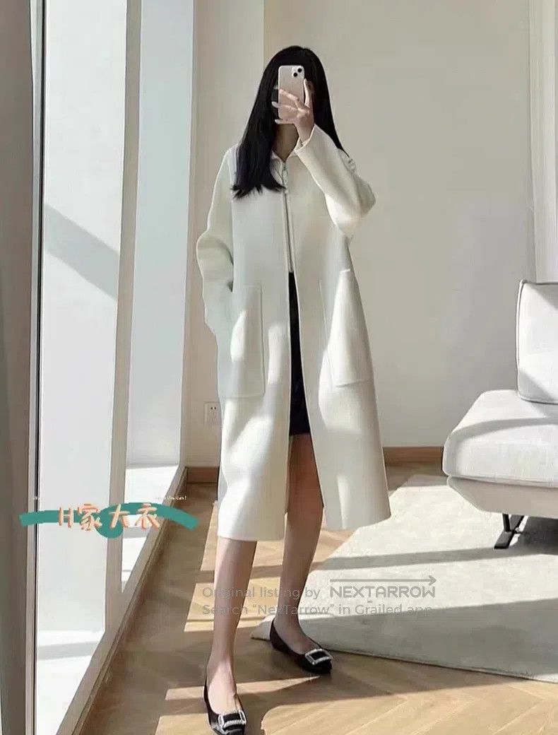 Hermes Hermes White Collar Zip-Up Loose Cashmere Coat Size XS / US 0-2 / IT 36-38 - 9 Thumbnail