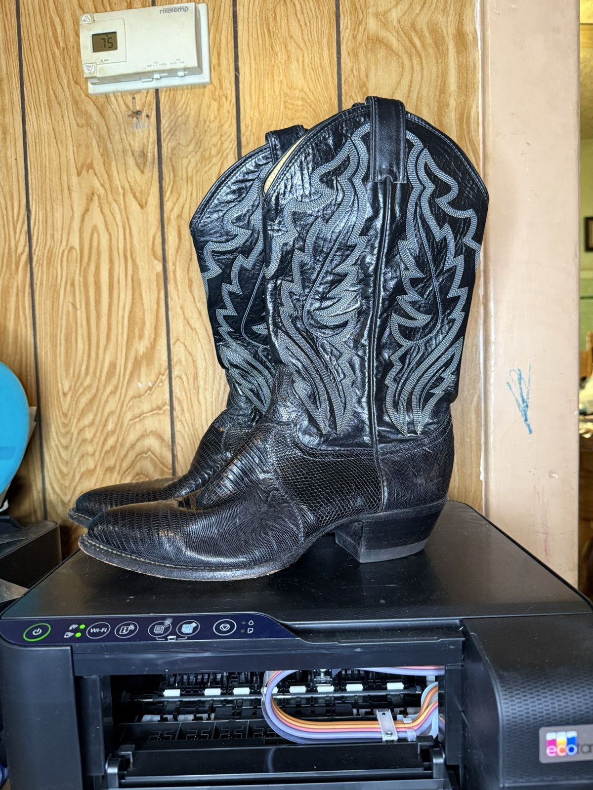 Justin Boots Justin black lizard boot Size US 7.5 / EU 40-41 - 1 Thumbnail
