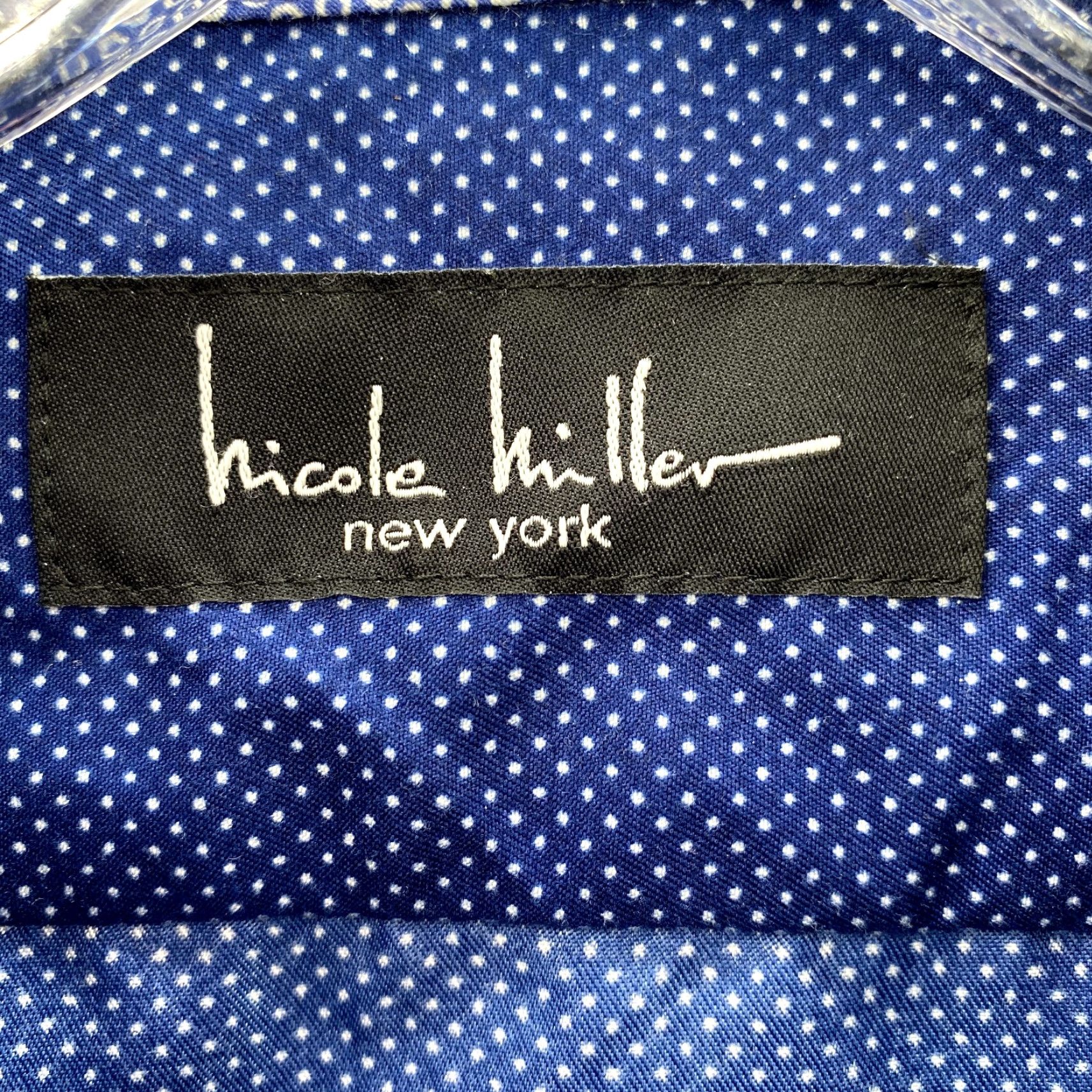 Nicole Miller Nicole Miller Dress Shirt Men's M 15-15.5 Blue Polka Dot Flip Cuff Office Preppy Shirt Dress Shirt Mens M 15-15.5 Blue Polka Dot Flip Cuff Size 40R - 4 Thumbnail