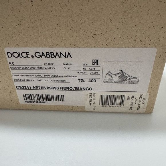 Dolce & Gabbana Dolce & Gabbana New Roma Sneakers White Black Red Men’s EU 4 Size US 7 / EU 40 - 8 Thumbnail