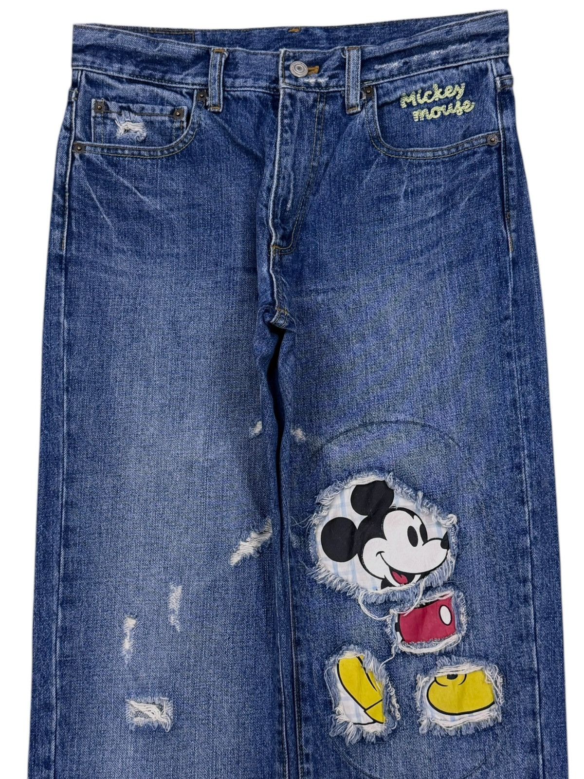 Mickey Mouse Vintage Disney Mickey Mouse Distressed Patchwork Y2K Denim Size US 30 / EU 46 - 4 Thumbnail
