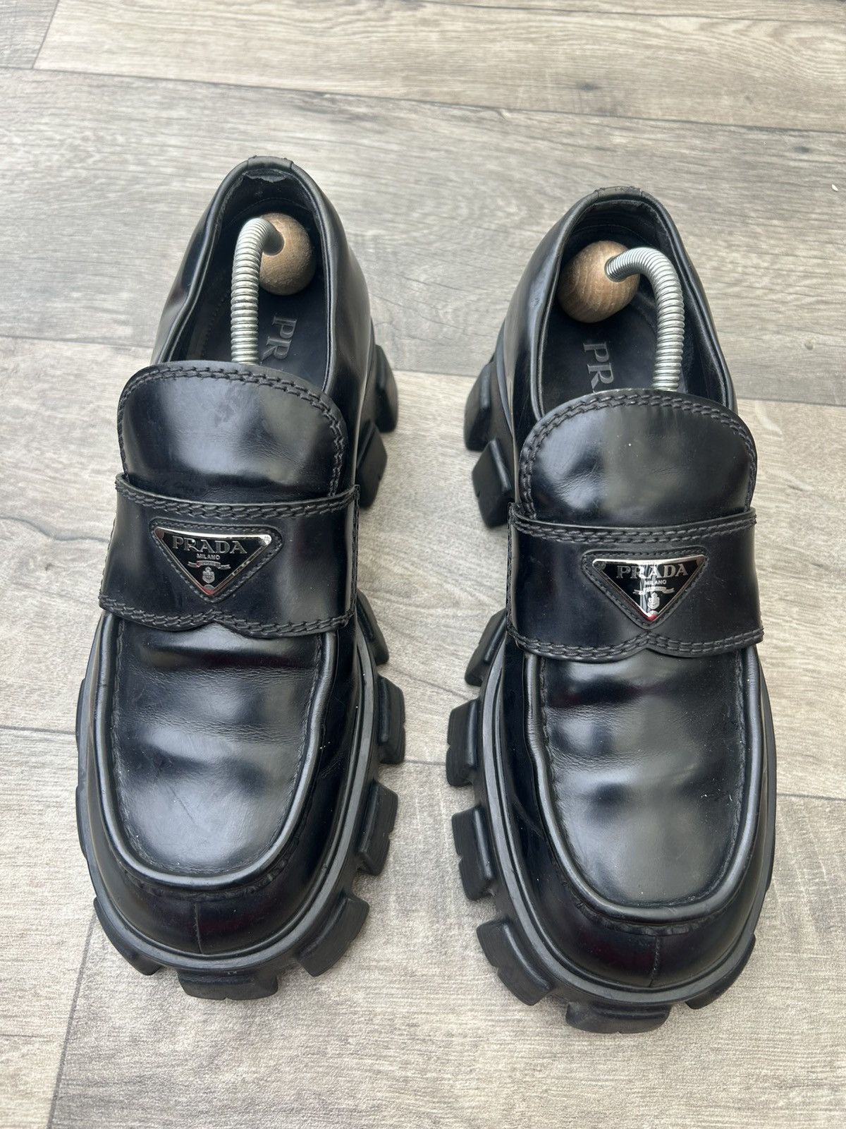 Prada Prada Men's Monolith Brushed Leather Loafers Size US 8.5 / EU 41-42 - 1 Thumbnail