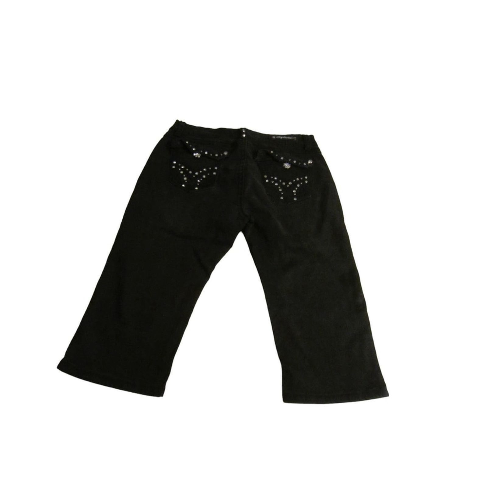 Other Y2K Rhinestone Studded Black Capri Pants Sexy Couture 13 Size 26" / US 2 / IT 38 - 7 Thumbnail