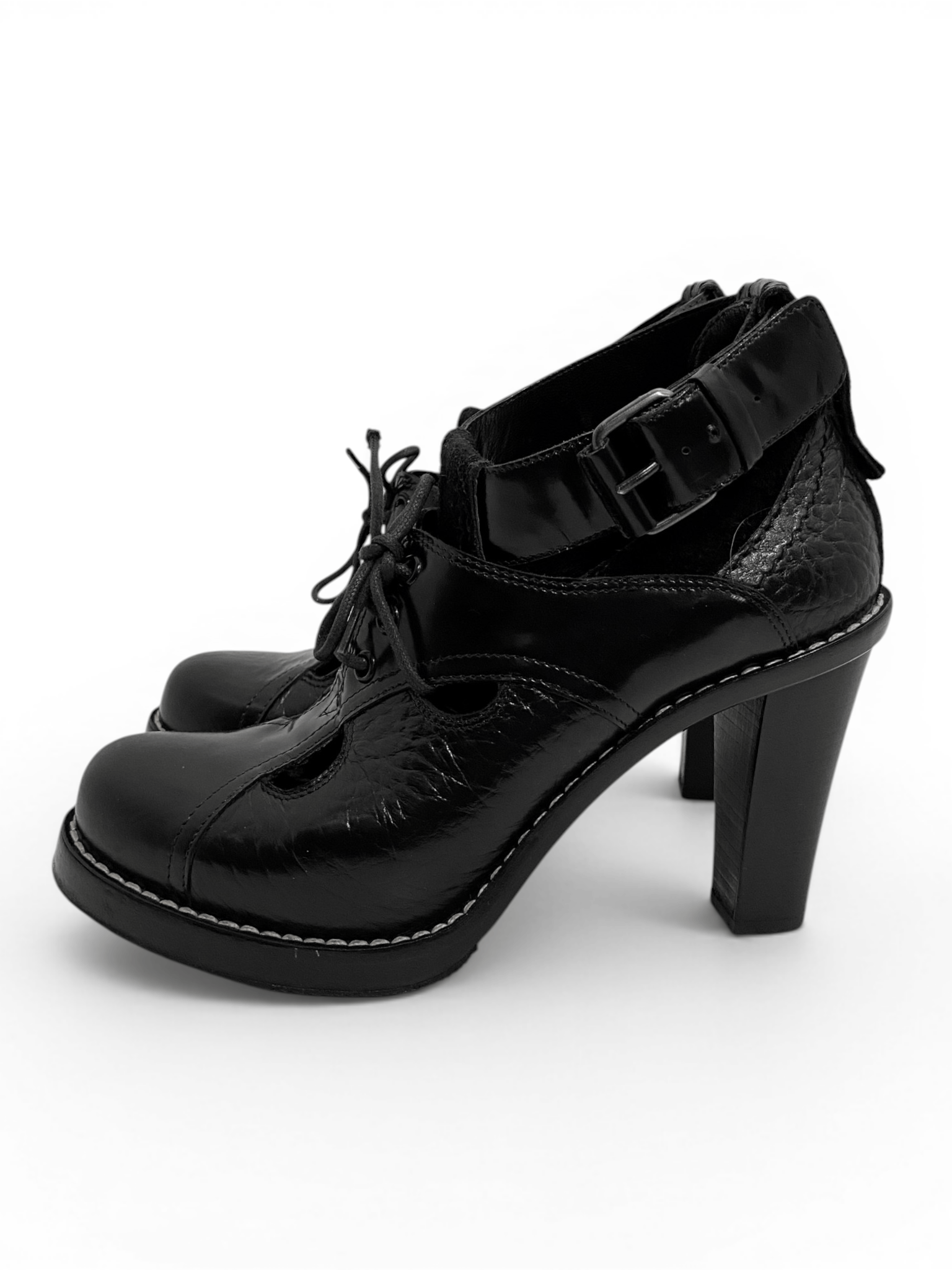 Balenciaga Balenciaga Paris Black Leather Lace Heels Boots Vintage Y2K Size US 6 / IT 36 - 3 Thumbnail
