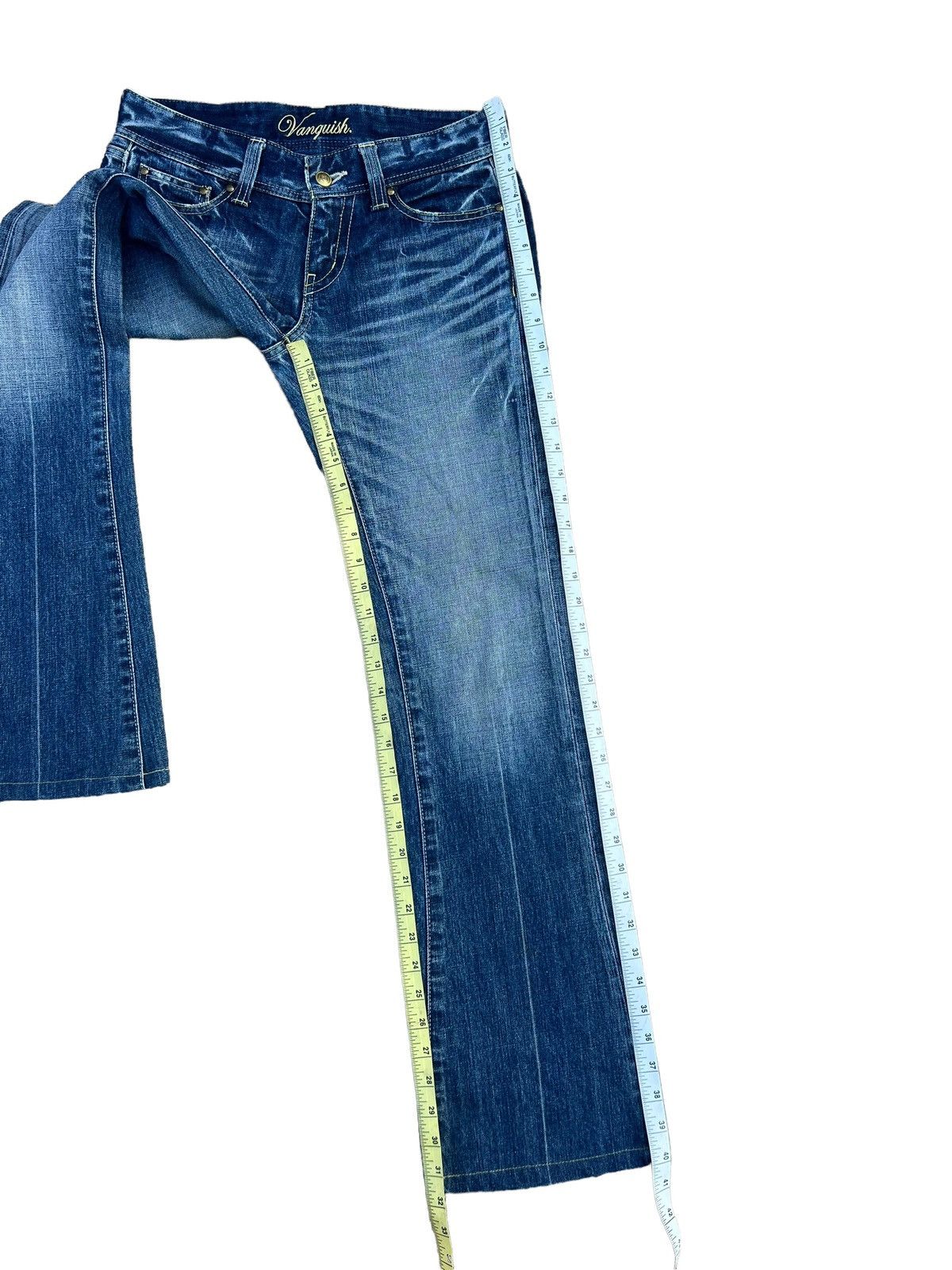 Fragment Design Vintage Vanquish Gold Fade Muddy Blue Denim Flare Jeans Size US 29 - 5 Thumbnail