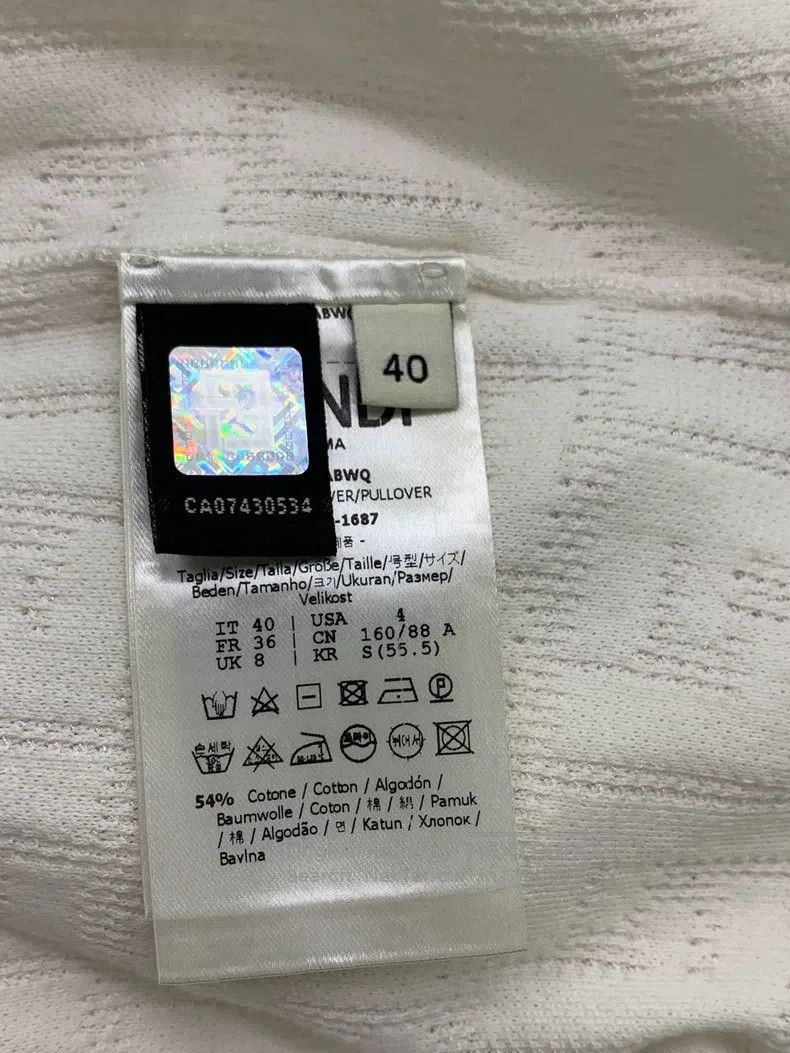 Fendi Fendi White textured monogrammed knit short sleeve Size XS / US 0-2 / IT 36-38 - 5 Thumbnail
