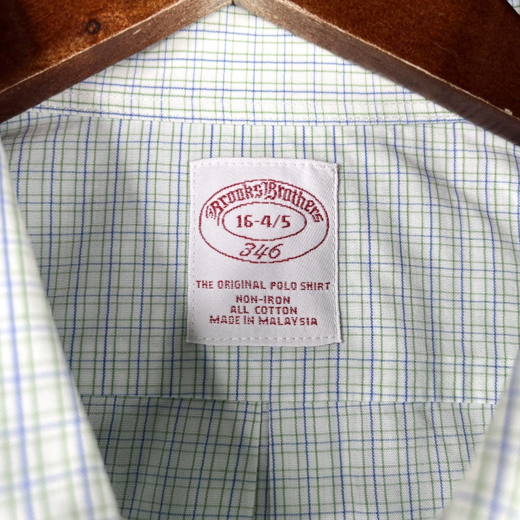Brooks Brothers Brooks Brothers 346 Shirt Dress Shirt Mens 16 Blue Check Non-Iron Button Up Long Sleeve Regular Mens Size US L / EU 52-54 / 3 - 4 Thumbnail