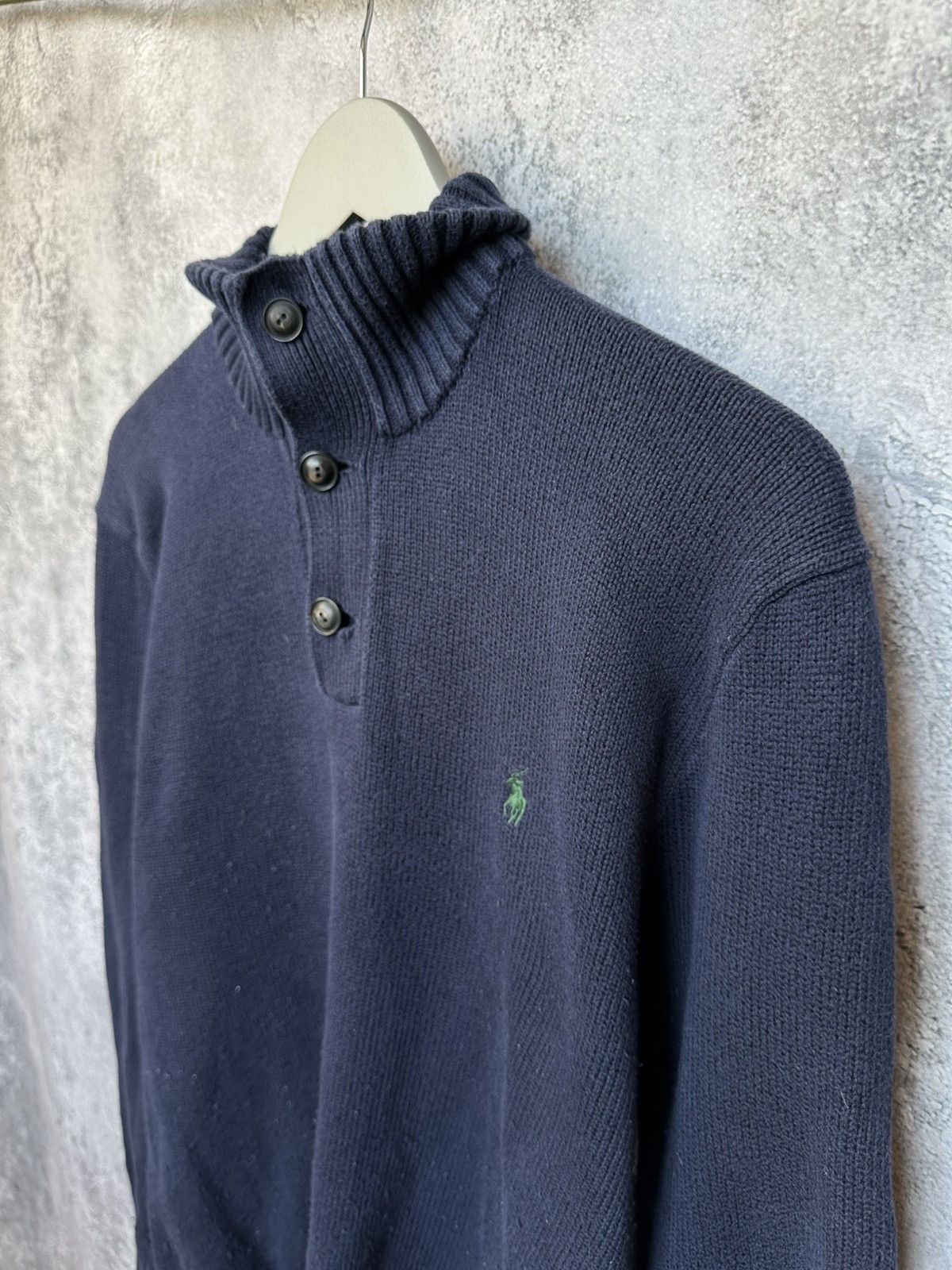 Polo Ralph Lauren × Vintage Polo Ralph Lauren Vintage 1/4 Button Knit Sweater Navy LS Size US M / EU 48-50 / 2 - 6 Thumbnail