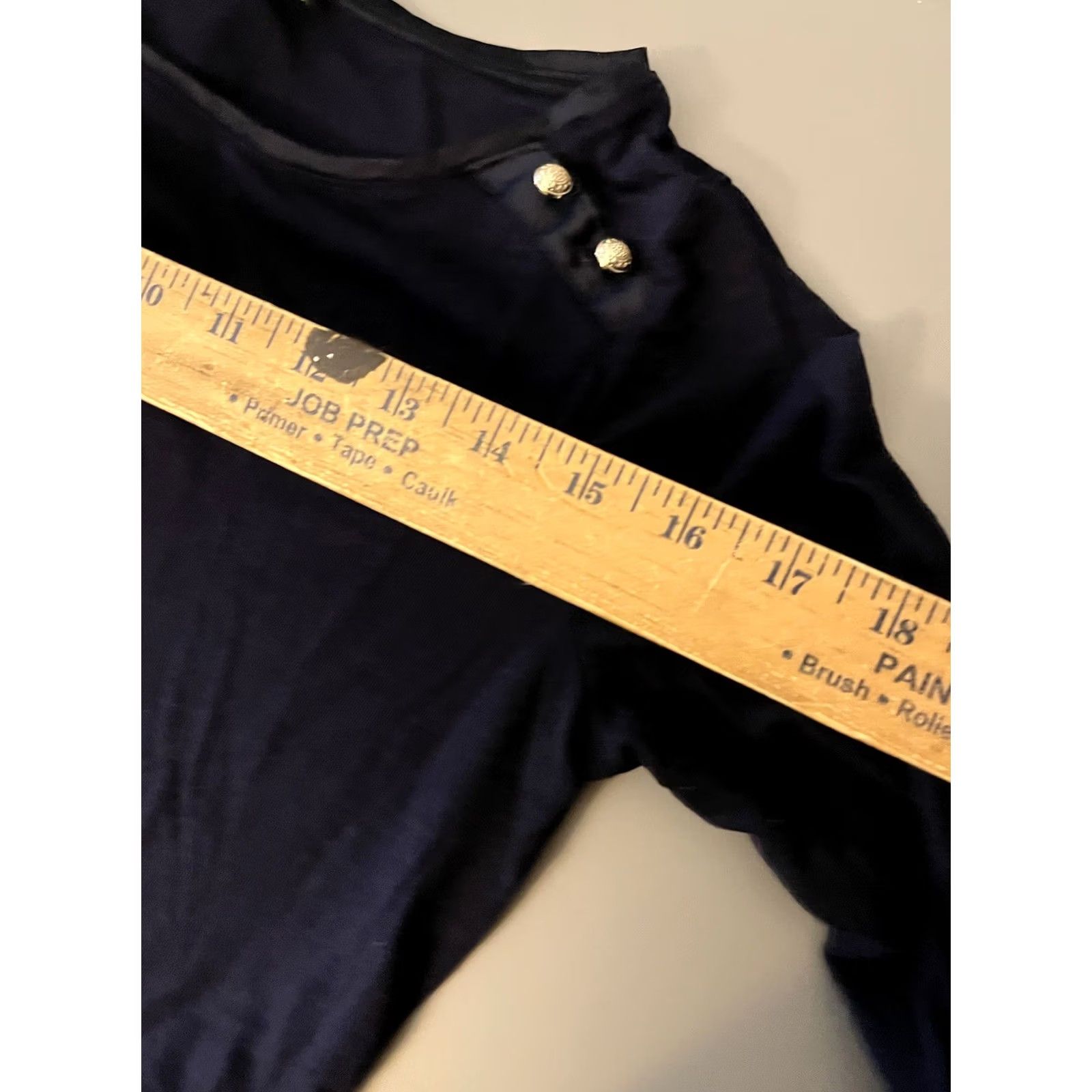 White House Black Market White House Black Market Blouse Women's Blue Long Sleeve Round Neck, Size M, Solid, Cotton Nylon Viscose, Button, Regular Fit, Lightweight, Breathable Size M / US 6-8 / IT 42-44 - 5 Thumbnail