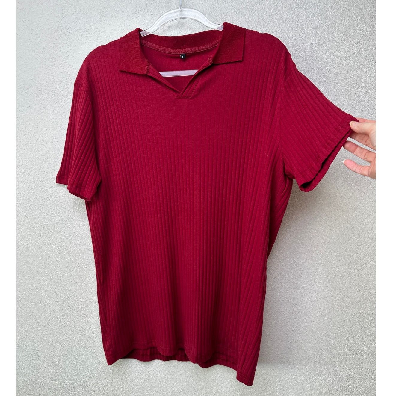 Other Men’s Red Ribbed Knit Polo Shirt Short Sleeve Size L Size US L / EU 52-54 / 3 - 1 Thumbnail