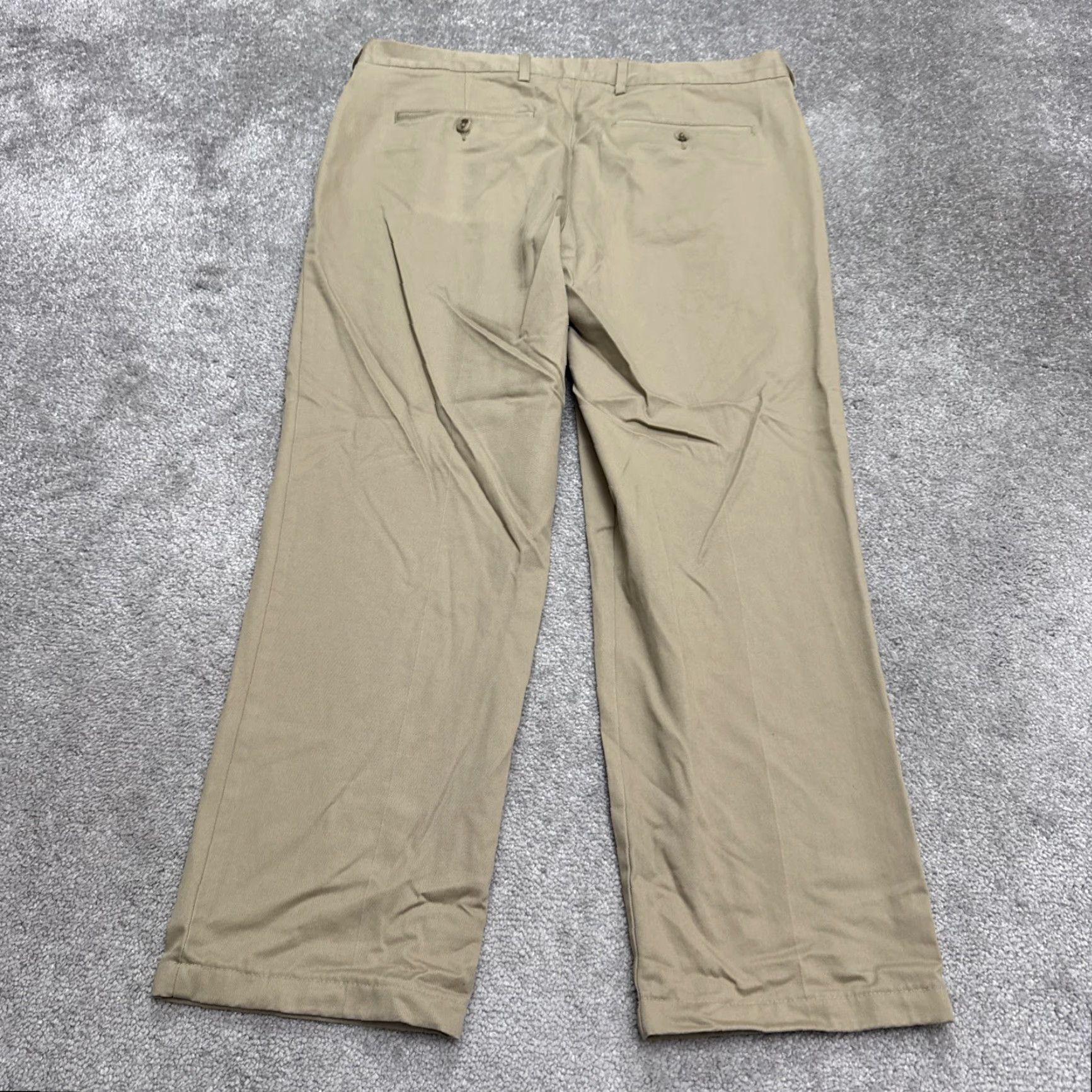 Lands' End LANDS' END Tailor Fit Chino Pants Mens 38x29 Khaki Brown Cotton Straight Classic, Regular, 38, Brown, Vintage No, Men Size US 38 / EU 54 - 2 Thumbnail