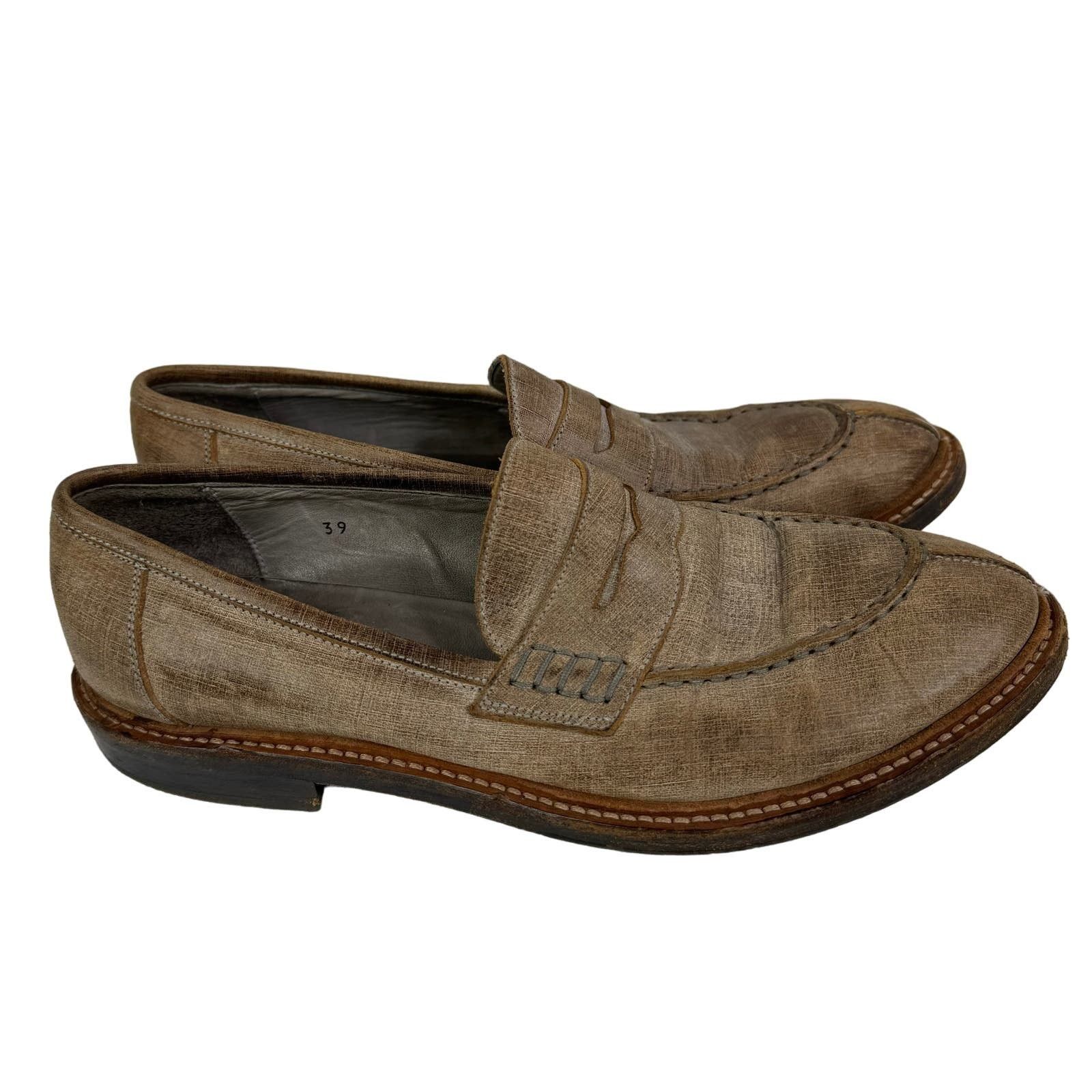 Brunello Cucinelli BRUNELLO CUCINELLI Leather Whipstitch Trim Brown Loafers Size US 6 / EU 39 - 6 Thumbnail