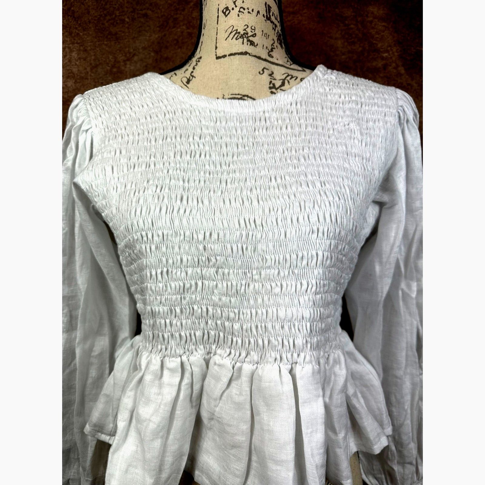 FAITHFULL Faithfull The Brand Savita Linen Open Back Top White size 4 Size S / US 4 / IT 40 - 4 Thumbnail
